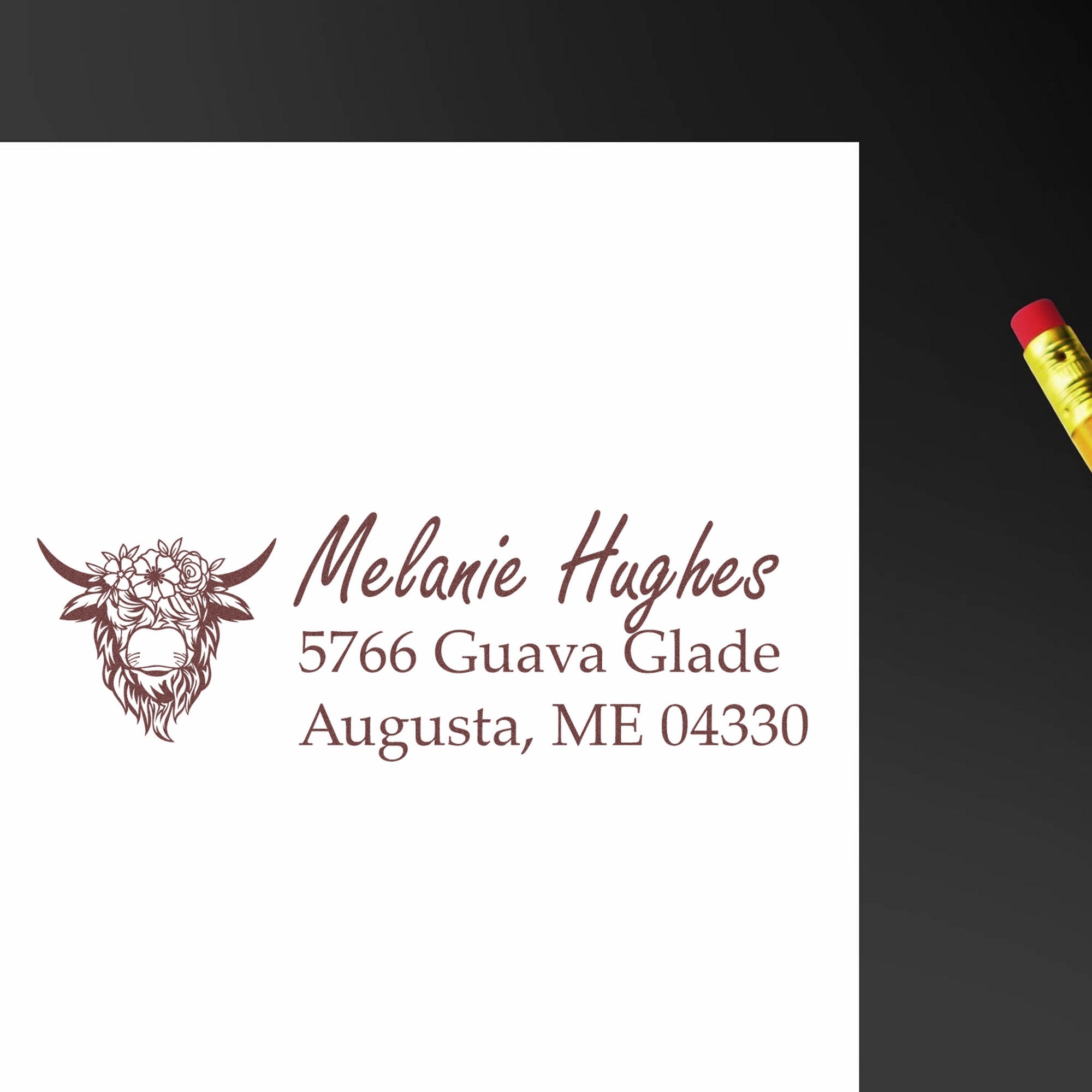 Resilient Cow Custom Home Address Rubber Stamp