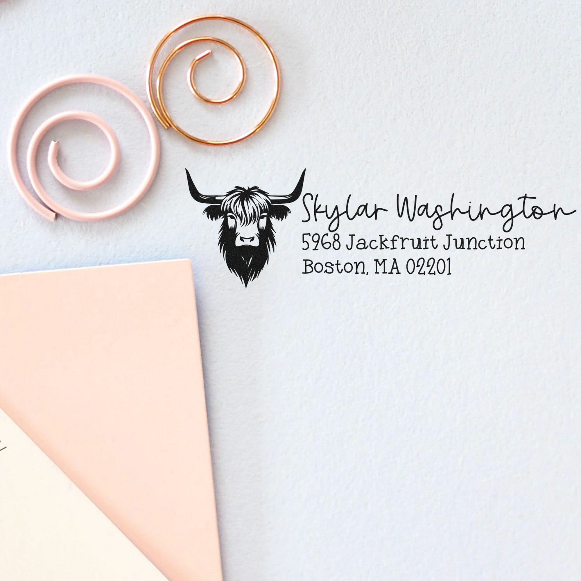 Self-Inking Bright Eyed Cow Customize Address Return Stamp