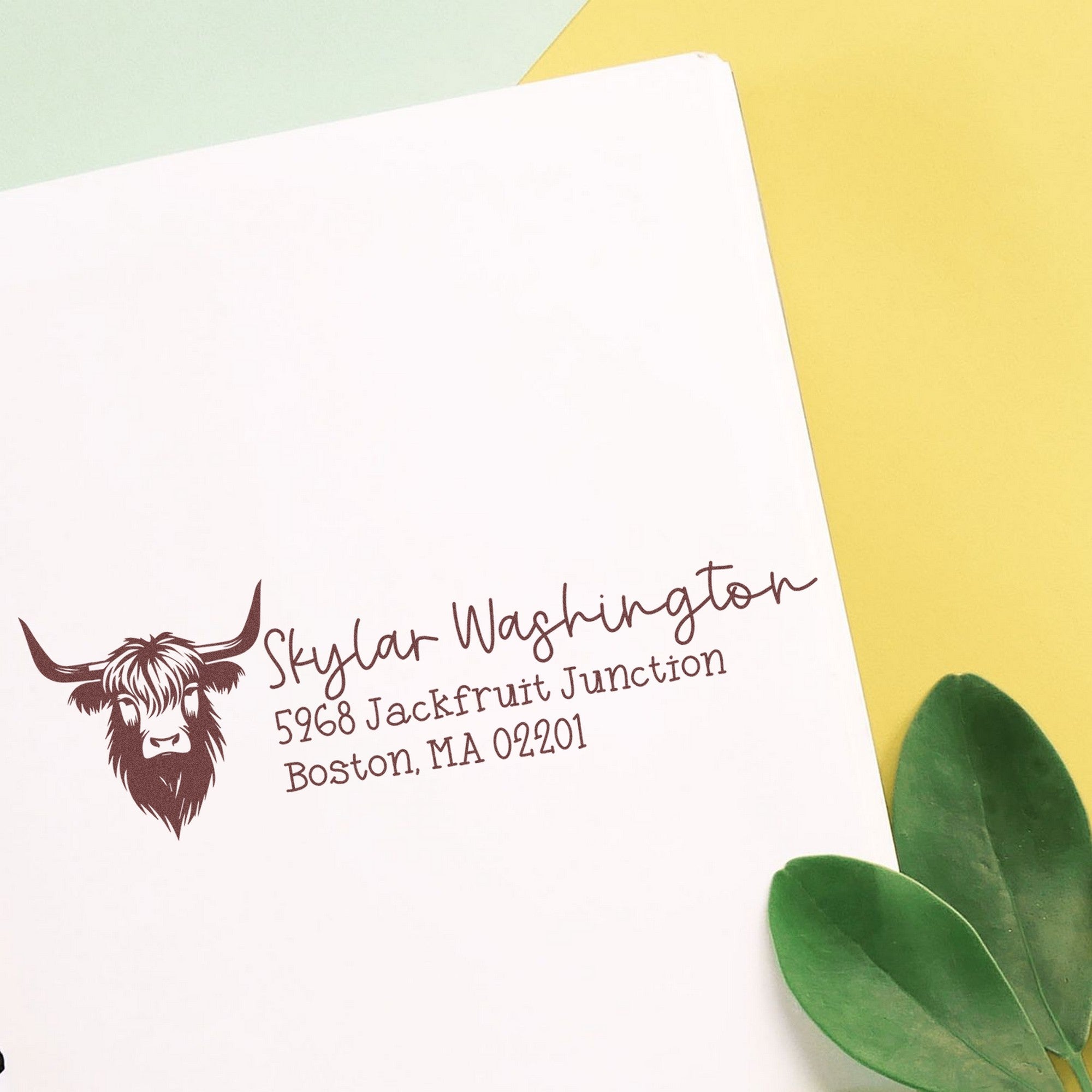 Bright Eyed Cow Custom Mailing Address Rubber Stamp