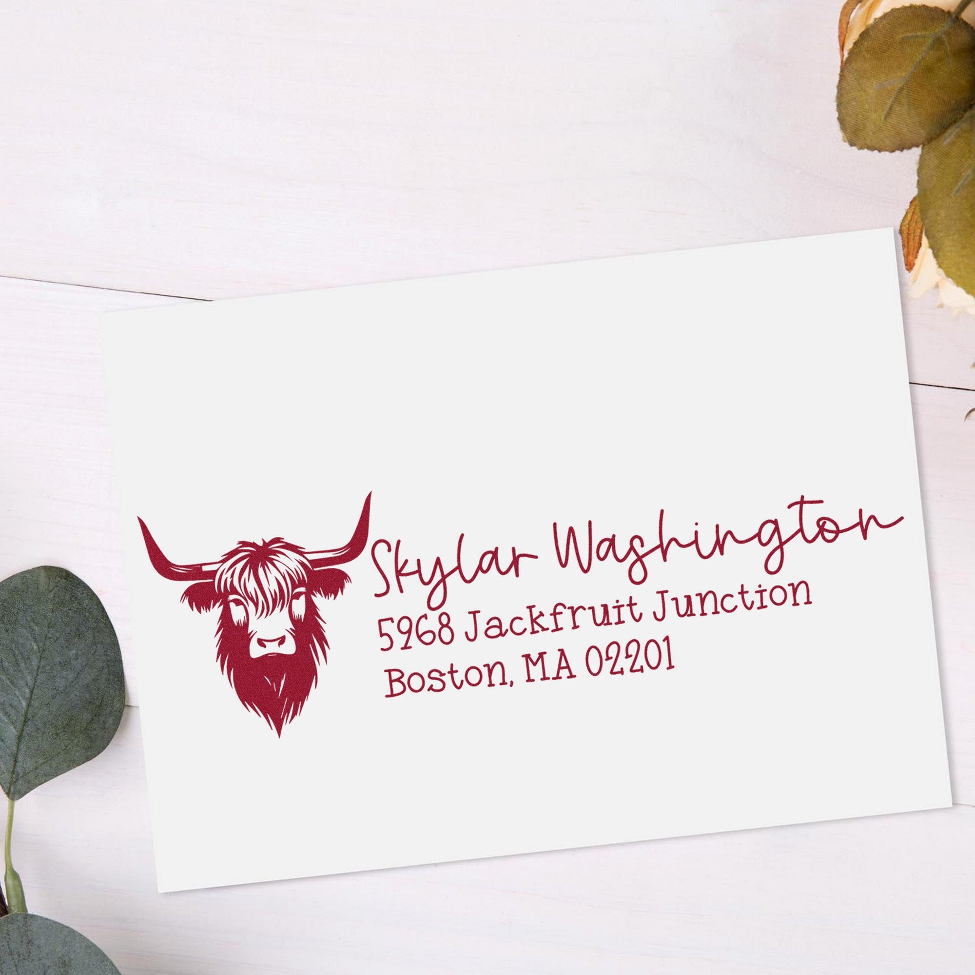 Self-Inking Bright Eyed Cow Customize Address Return Stamp