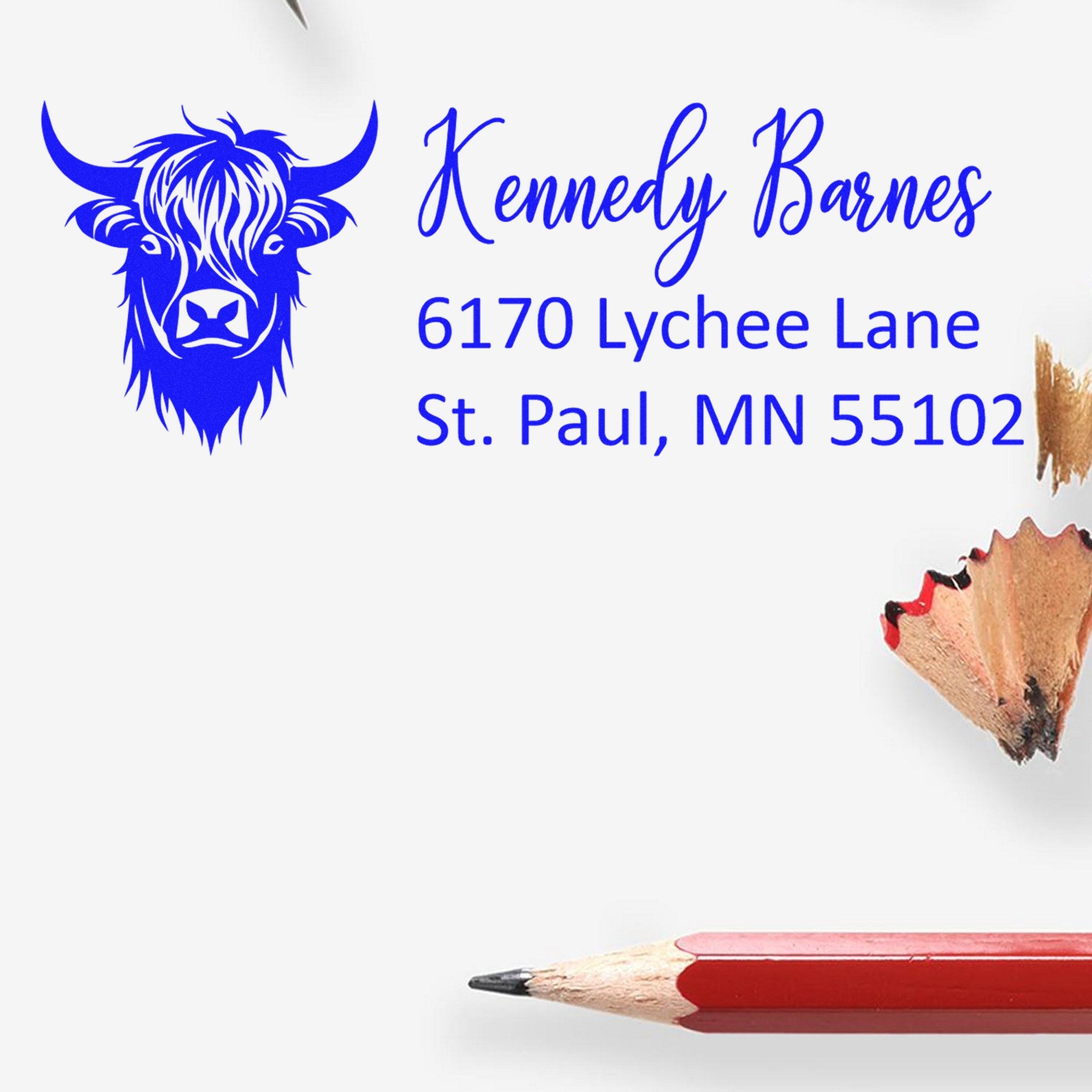 Slim Pre-Inked Camouflaged Highland Cow Customize Address Return Stamp