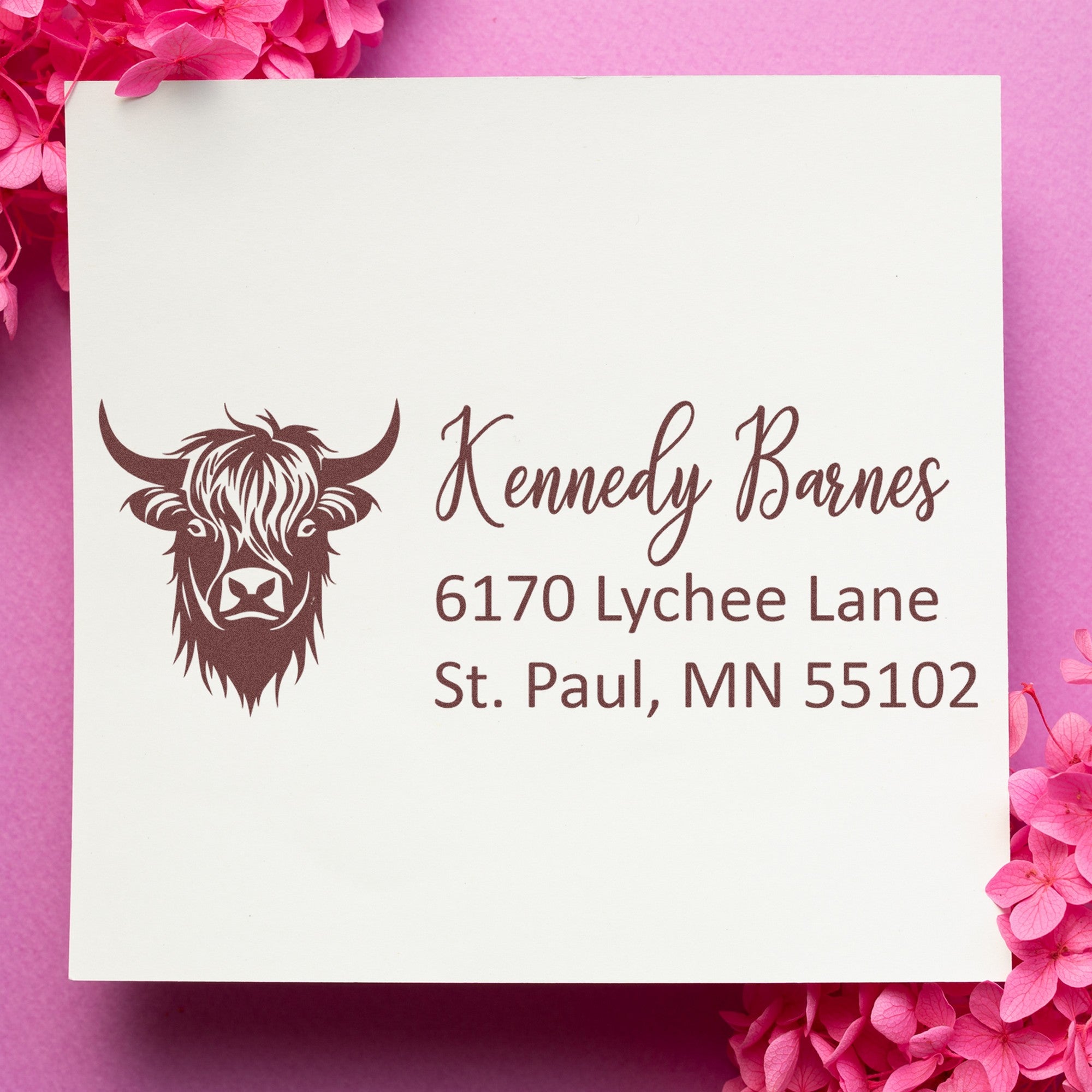 Camouflaged Cow Custom New Address Rubber Stamp