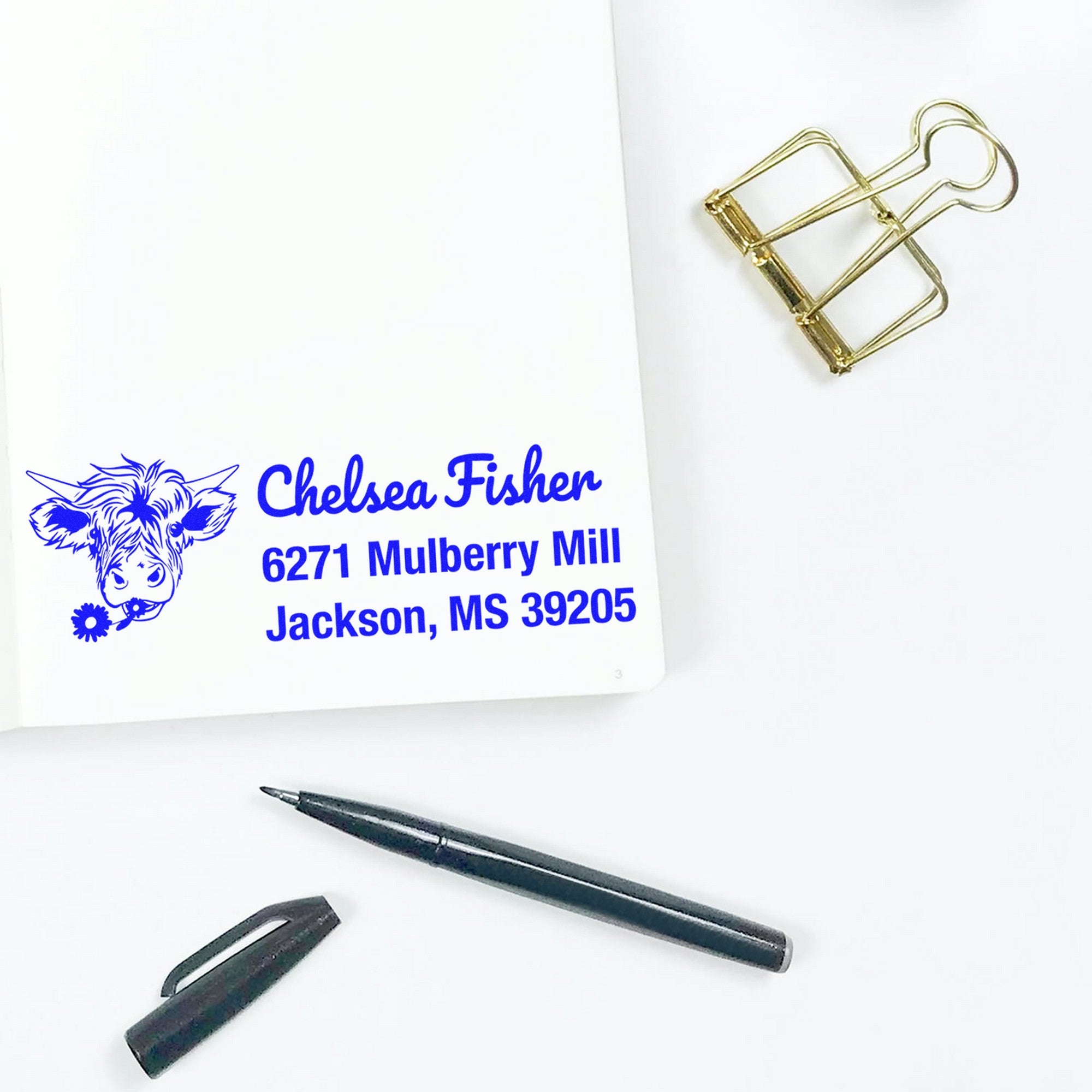 Pretty Cow Custom Home Address For Envelopes Rubber Stamp