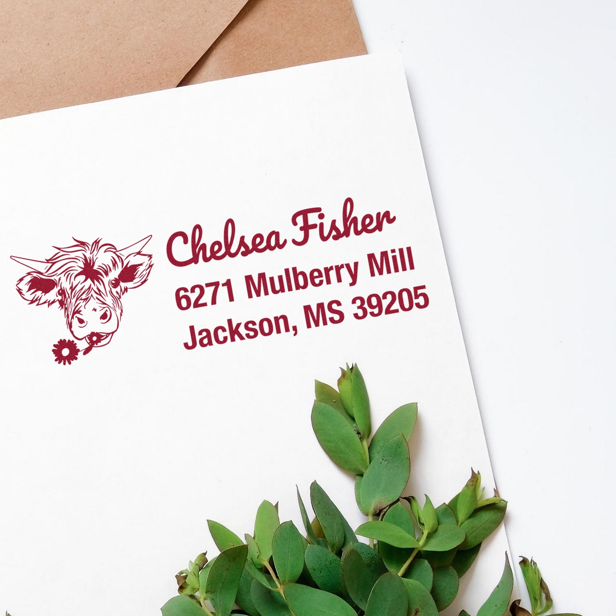 Pretty Cow Custom Home Address For Envelopes Rubber Stamp