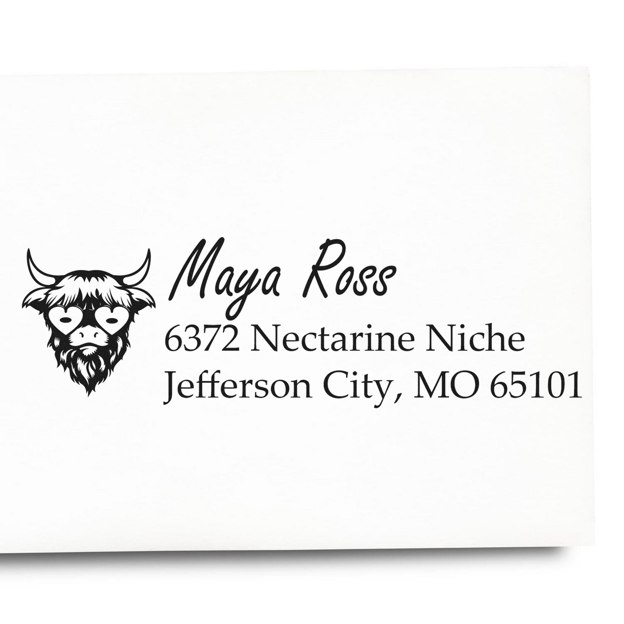 Self-Inking Pasture Highland Cow Customize Home Address For Envelopes Stamp