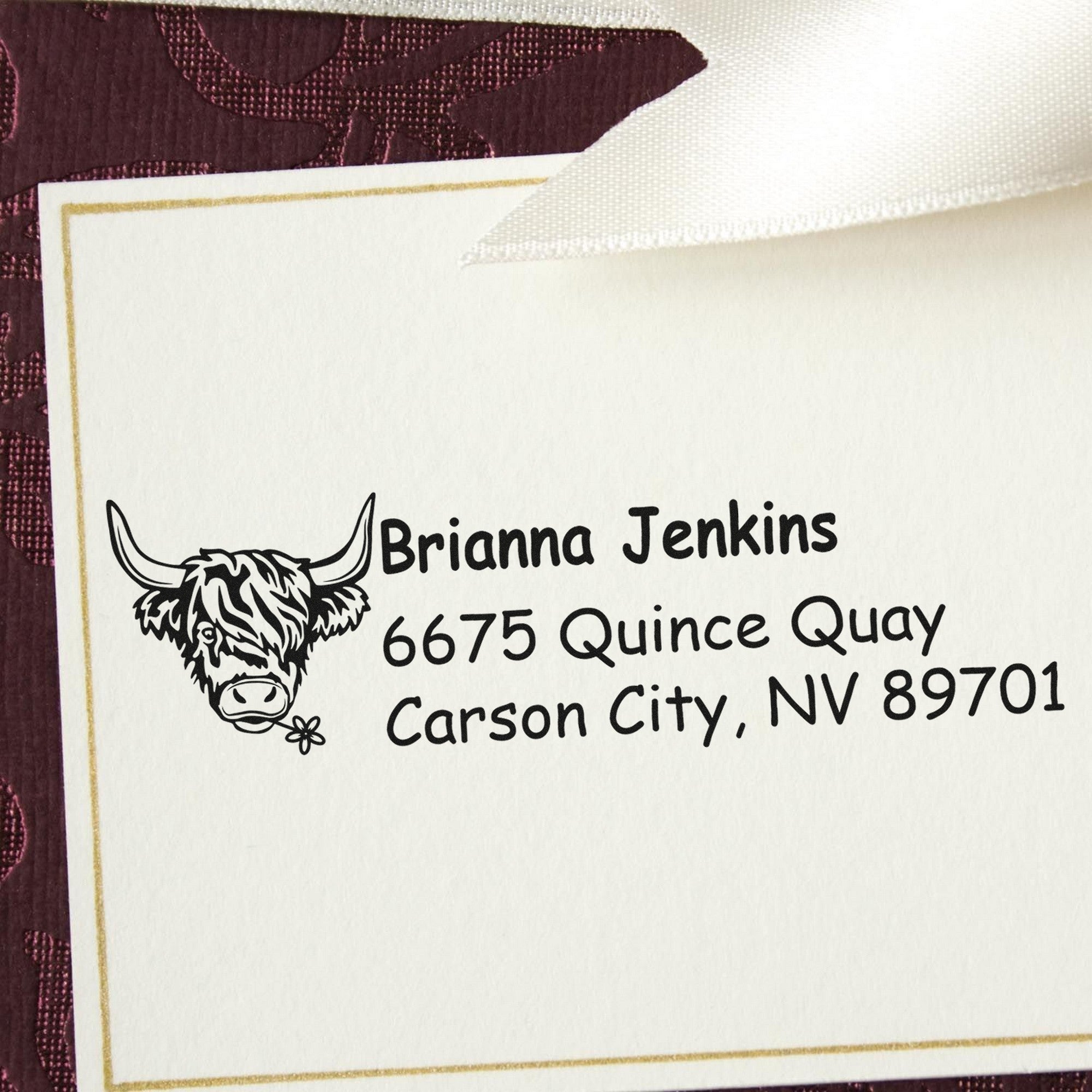 Slim Pre-Inked Playful Cow Customize Address Label Stamp