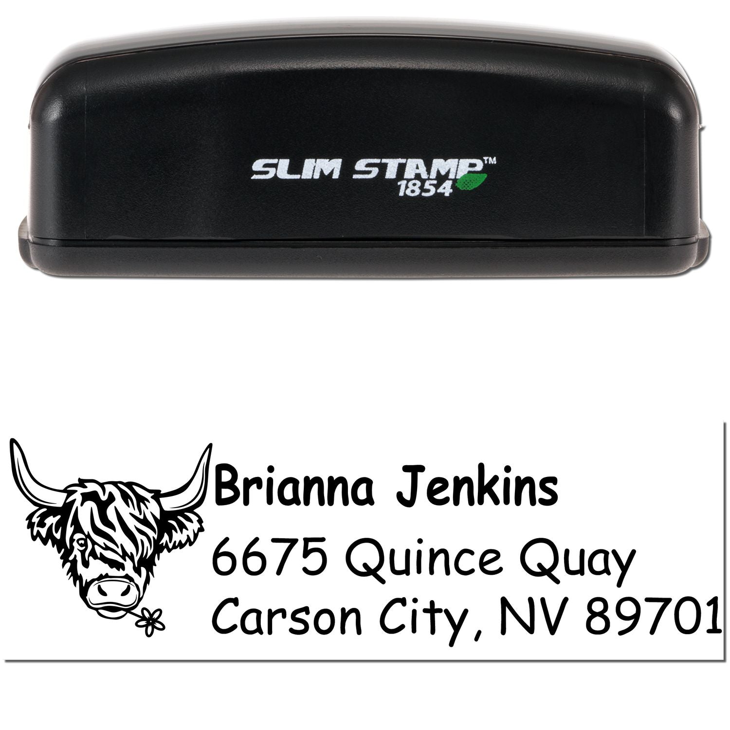 Slim Pre-Inked Playful Cow Customize Address Label Stamp