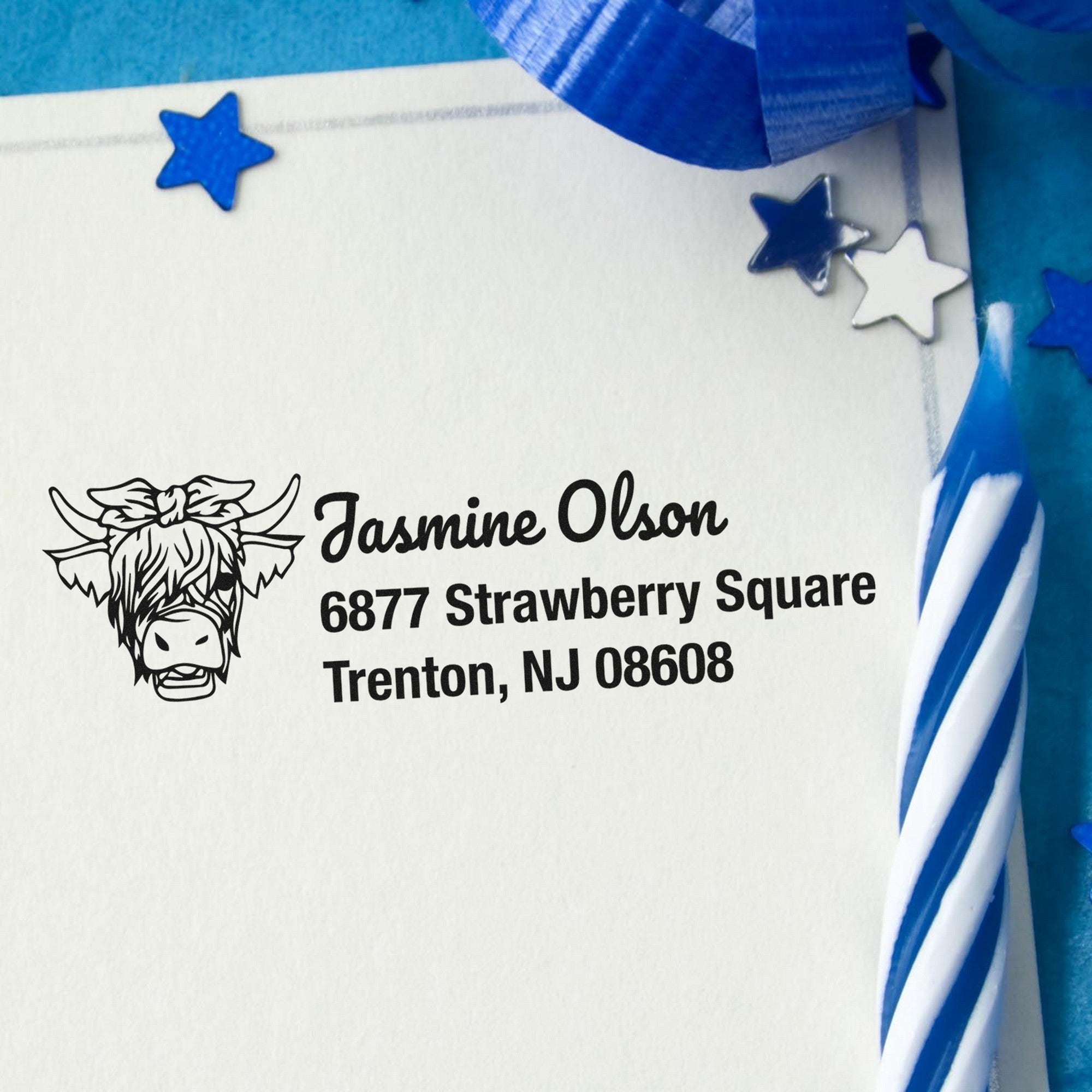 Self-Inking Sociable Cow Customizable Mailing Stamp