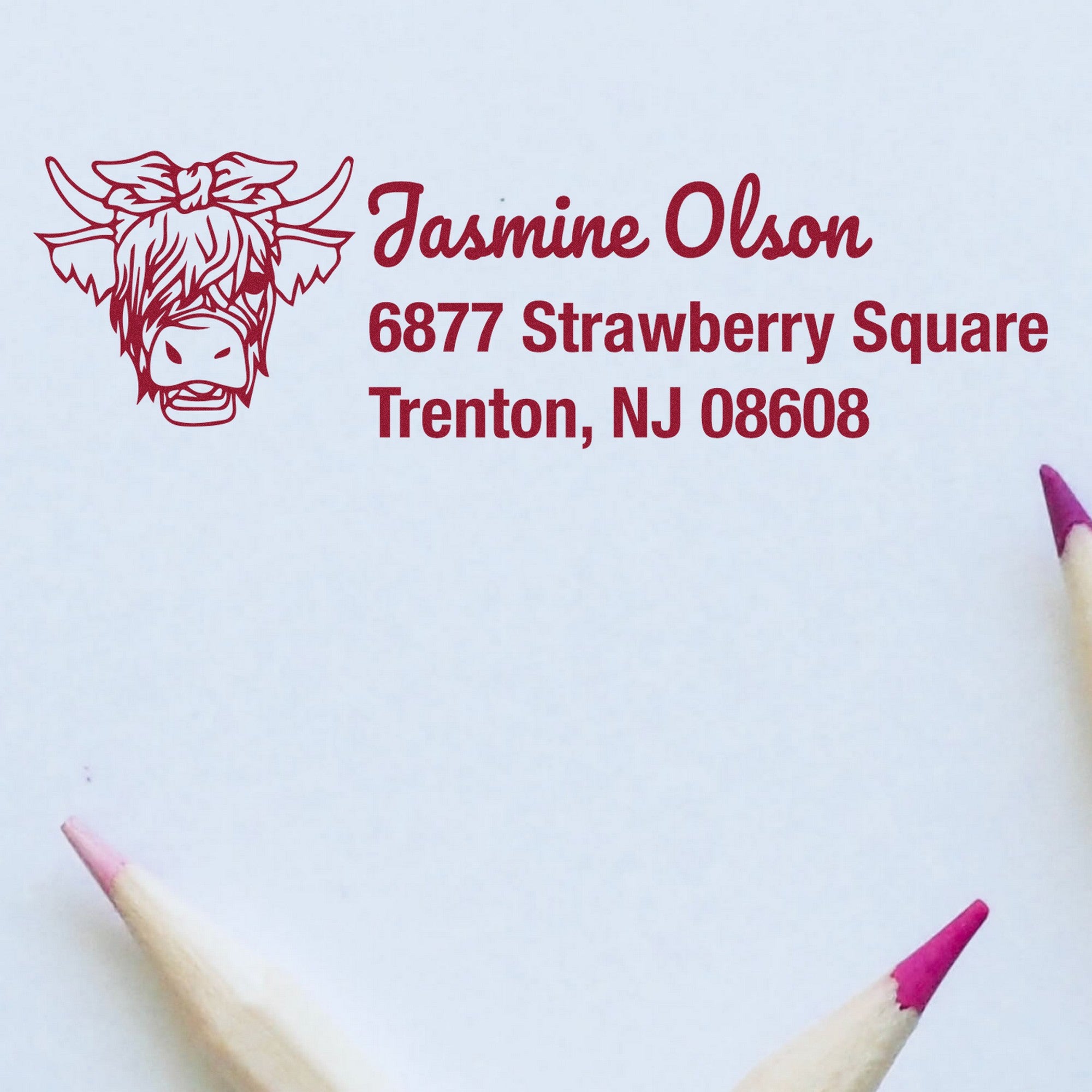 PSI Sociable Cow Customized Name and Address Pre-Inked Stamp