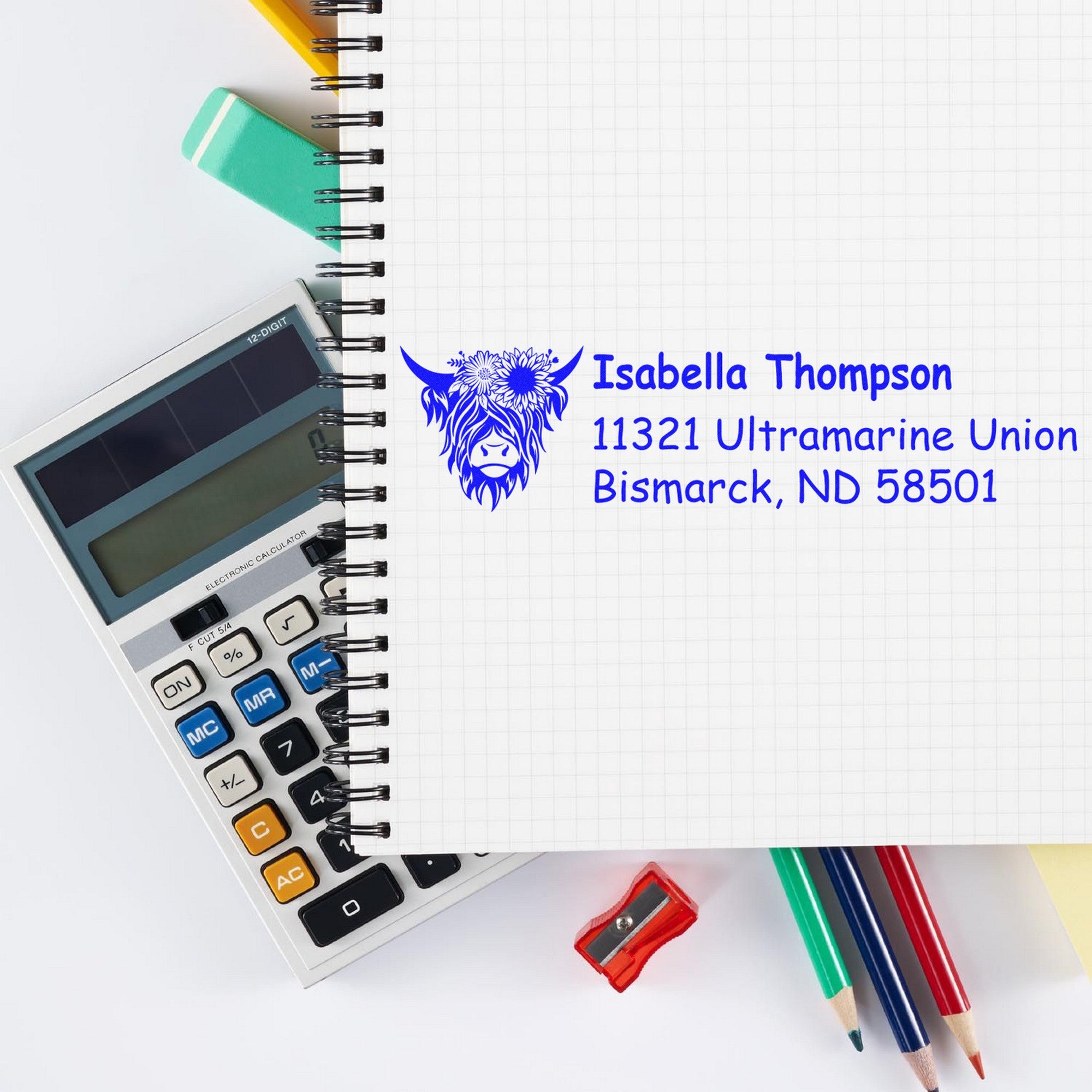 Self-Inking Mellow Cow Customizable Mailing Address Stamp