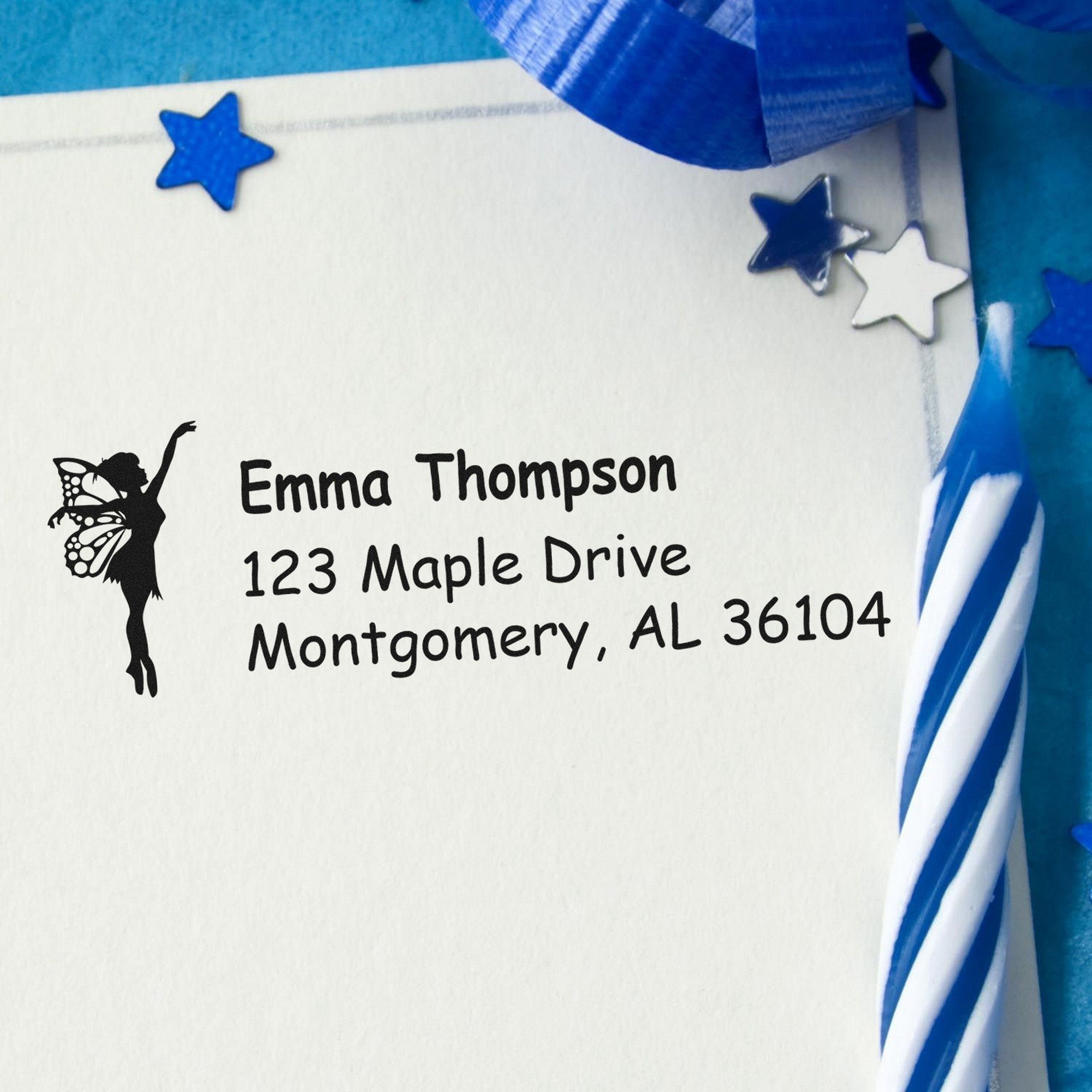 Self-Inking Whimsical Thistle Mythical Fairy Personalized New Address Stamp