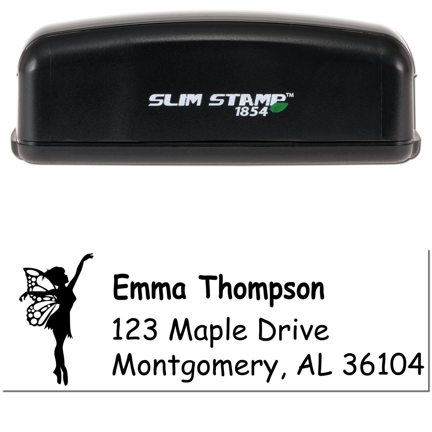 Slim Pre-Inked Whimsical Thistle Fairy Customized Address Label Stamp