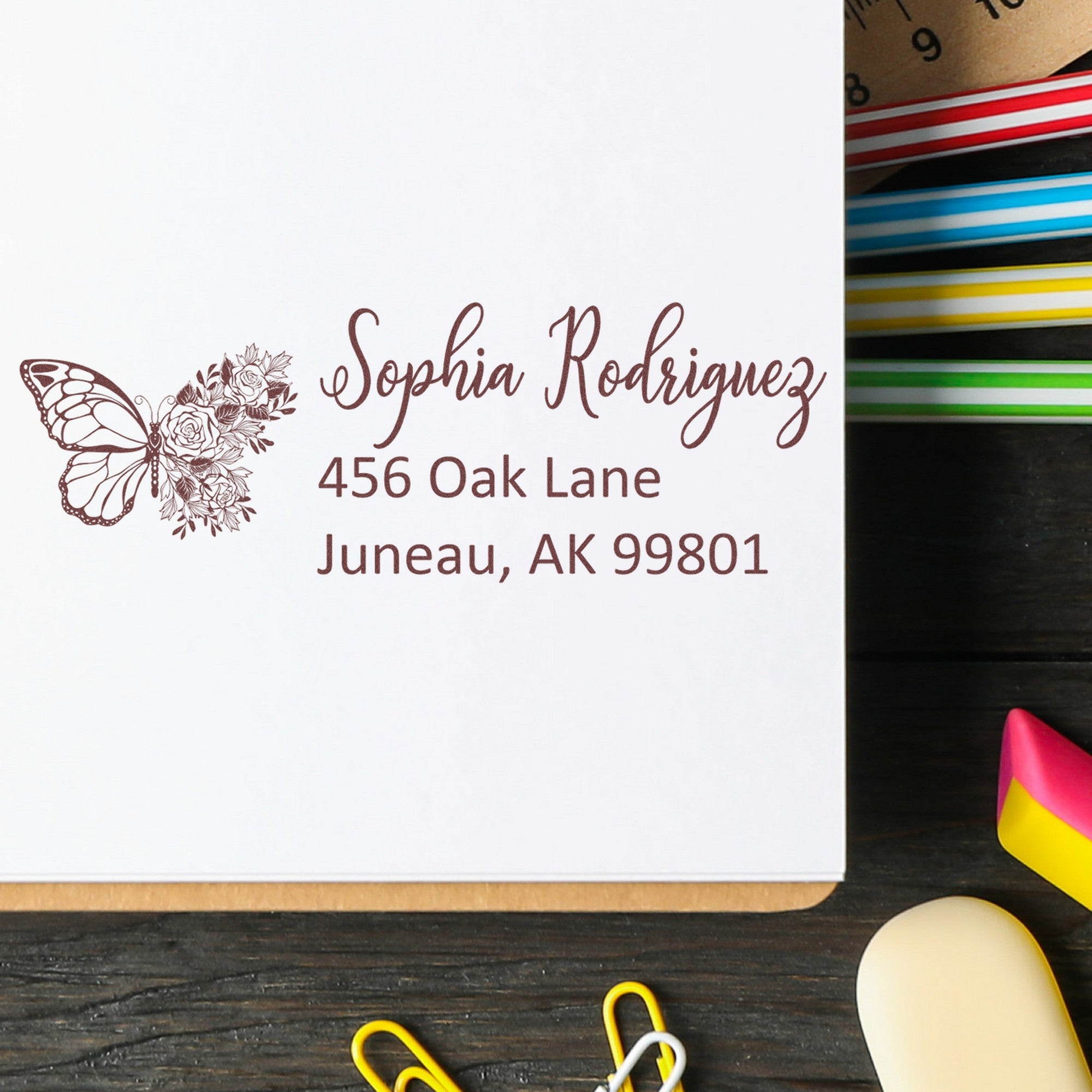 Swift Breezewing Fairy Customizable New Address Rubber Stamp