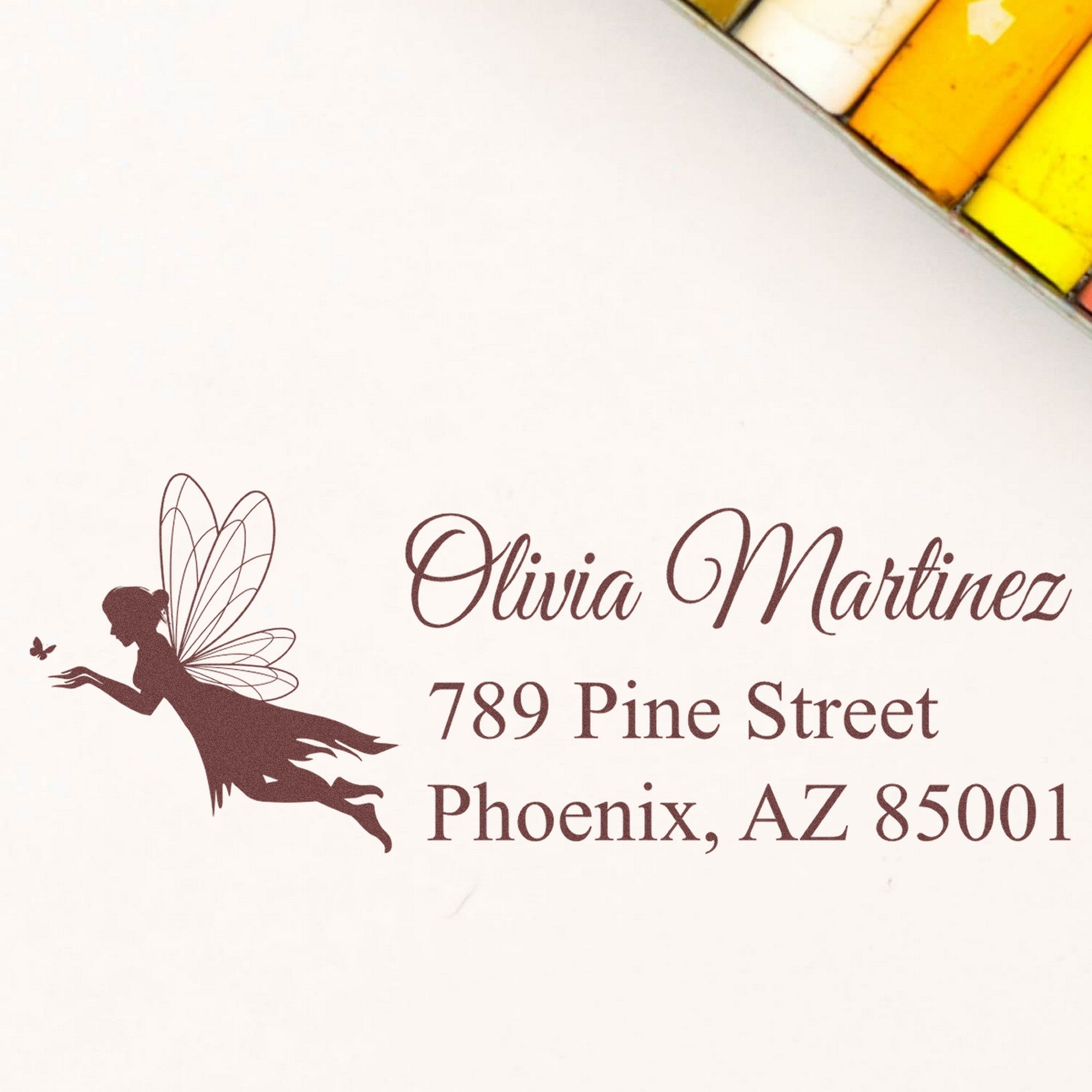 Gentle Petalwhisper Fairy Customizable Home Address For Envelopes Rubber Stamp