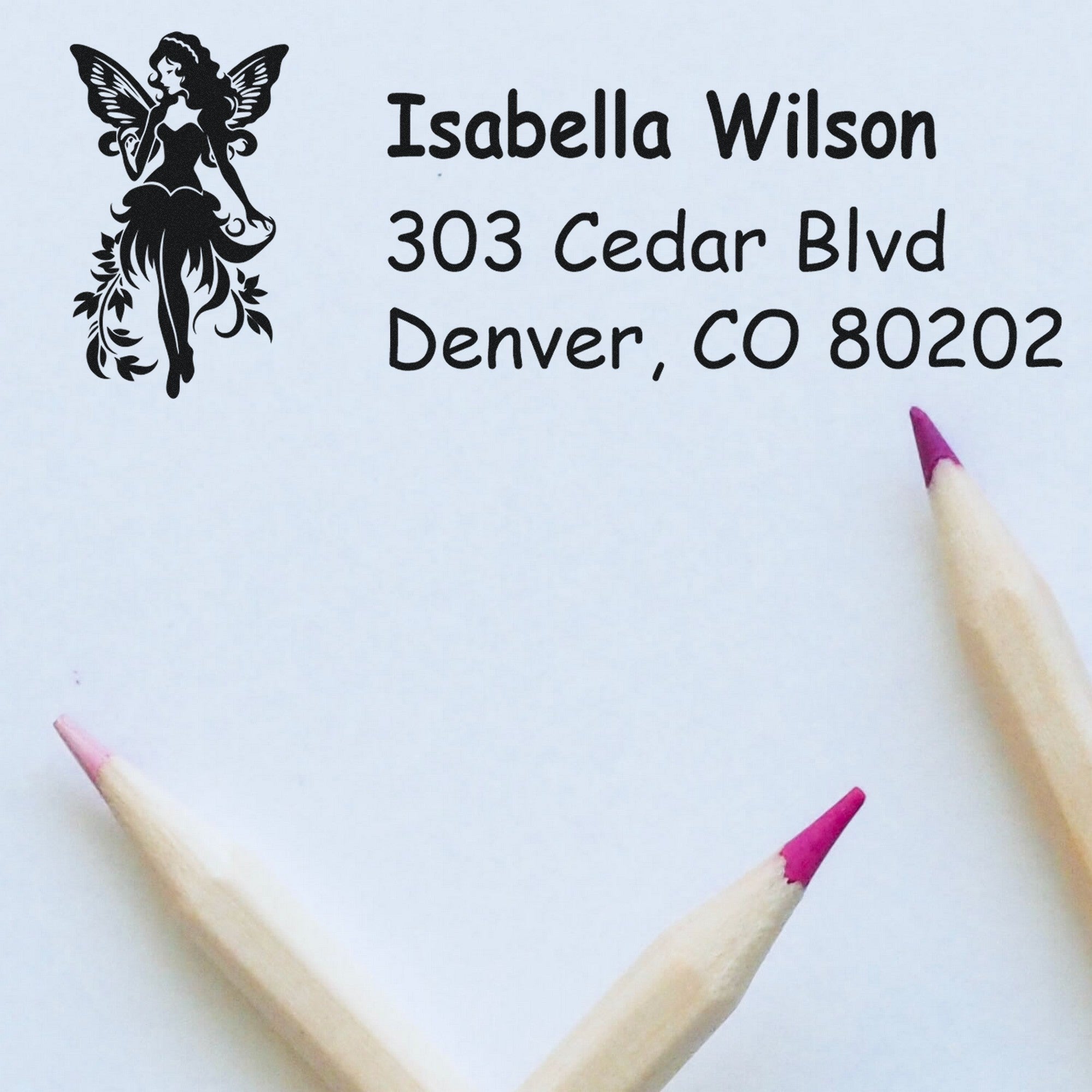 Serene Dewdrop Fairy Personalized Return Address Rubber Stamp