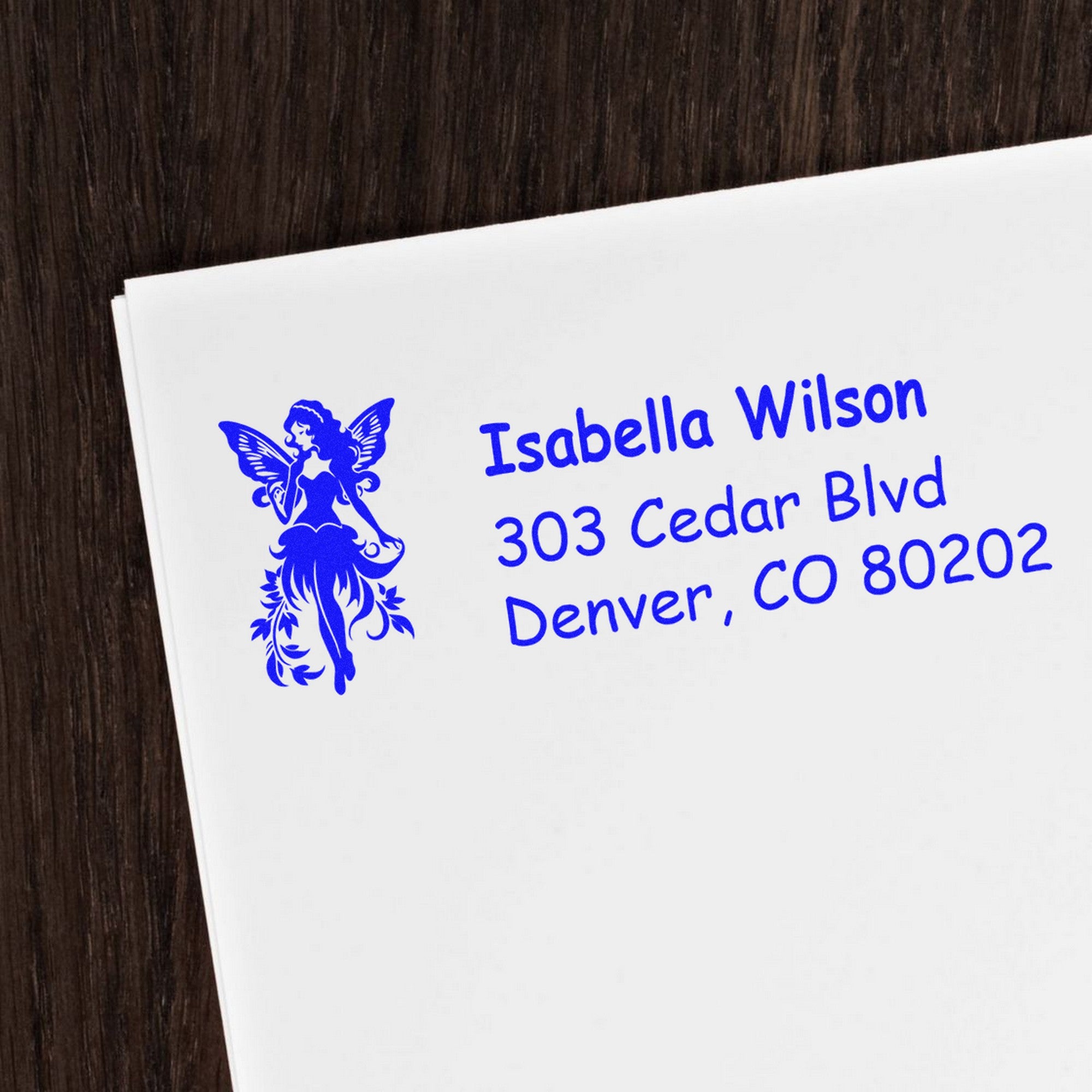 Serene Dewdrop Fairy Personalized Return Address Rubber Stamp