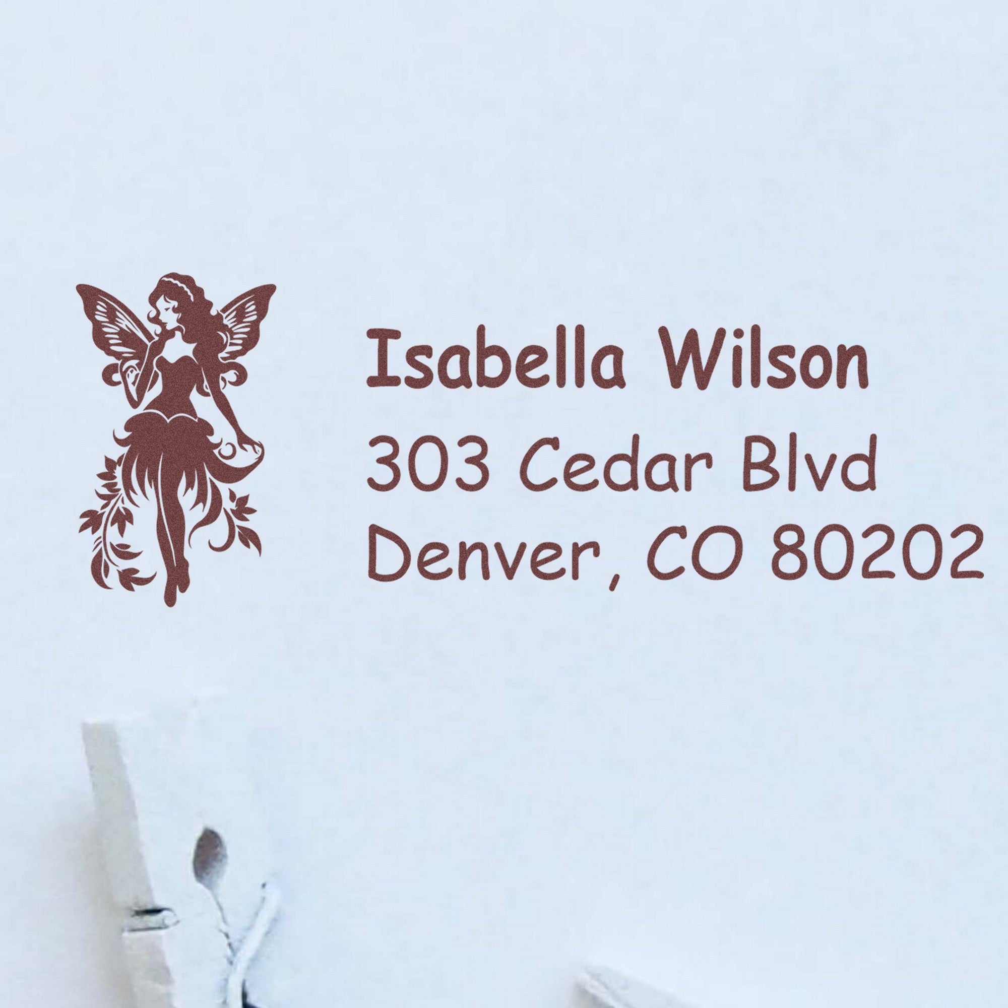 Serene Dewdrop Fairy Personalized Return Address Rubber Stamp