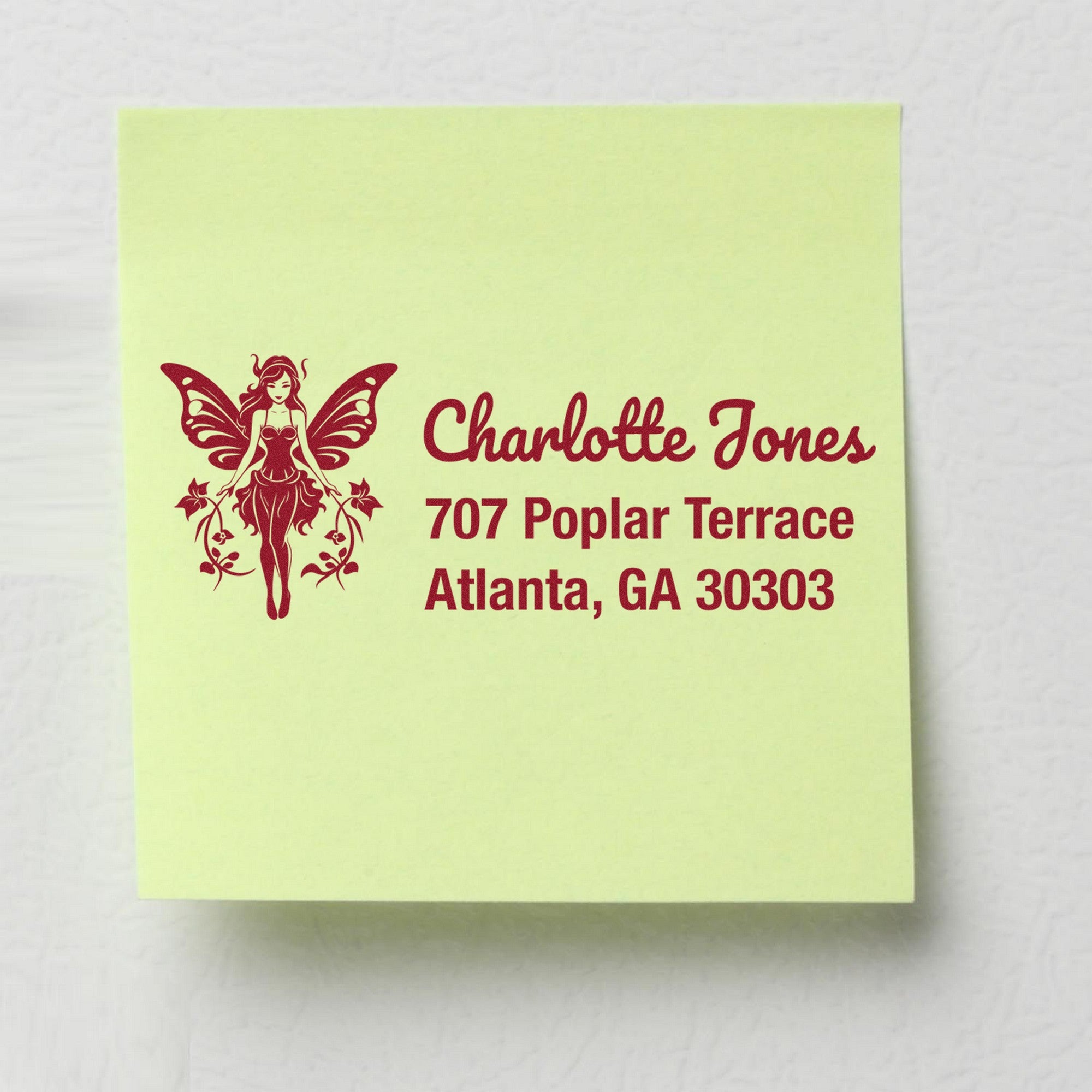 Elegant Frostgleam Fairy Personalized Home Address Rubber Stamp