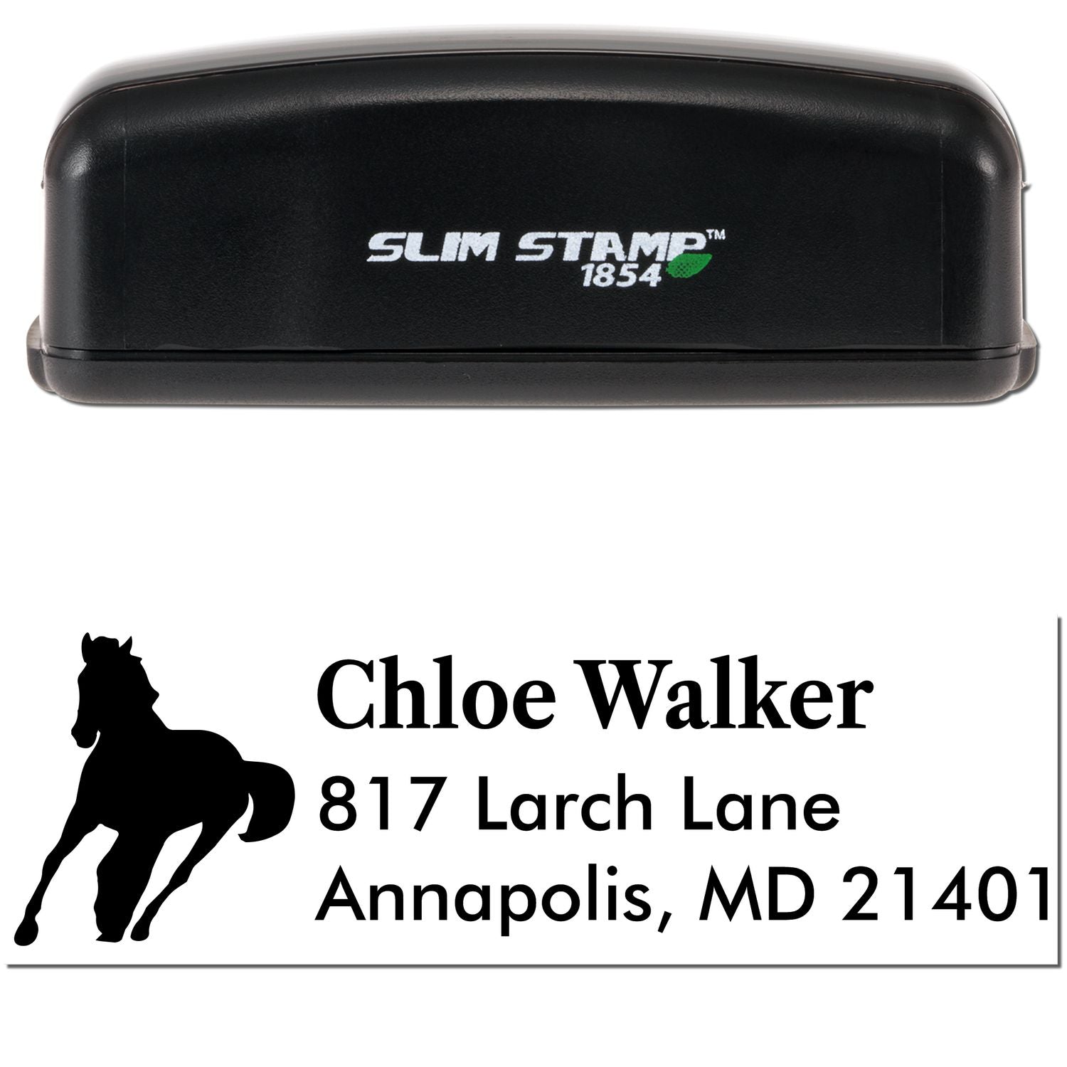 Slim Pre-Inked Steady Clipper Horse Handmade Home Address For Envelopes Stamp