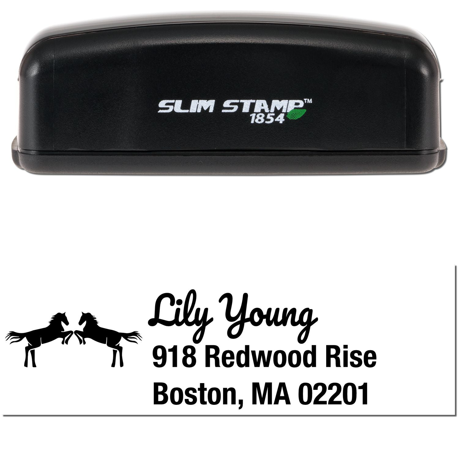 Slim Pre-Inked Brave Warriors Horse Handmade Address Label Stamp