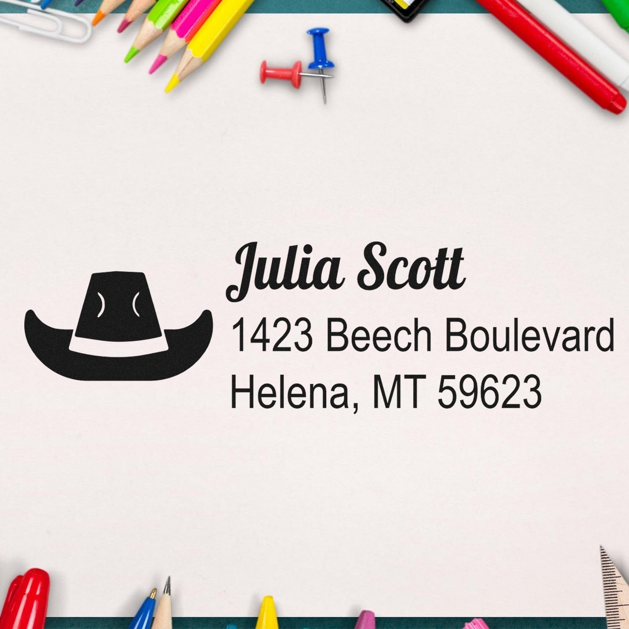 Self-Inking Hats Off To You Equestrian Customized Home Address For Envelopes Stamp