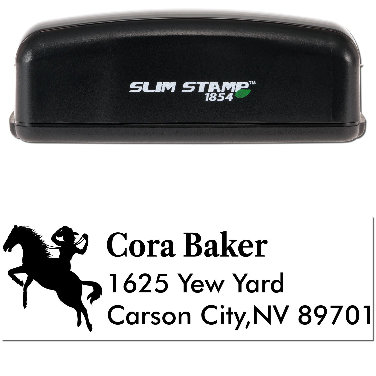 Slim Pre-Inked Roaming Ranger Horse Customize Address Return Stamp