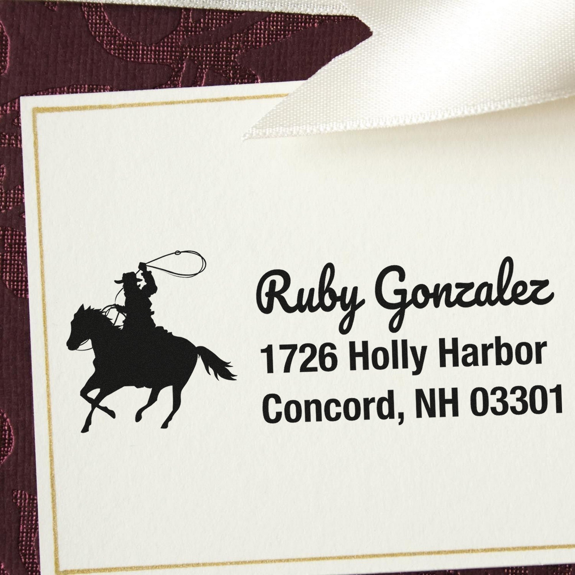 Slim Pre-Inked Shining Pearl Horse Customize Mailing Address Stamp