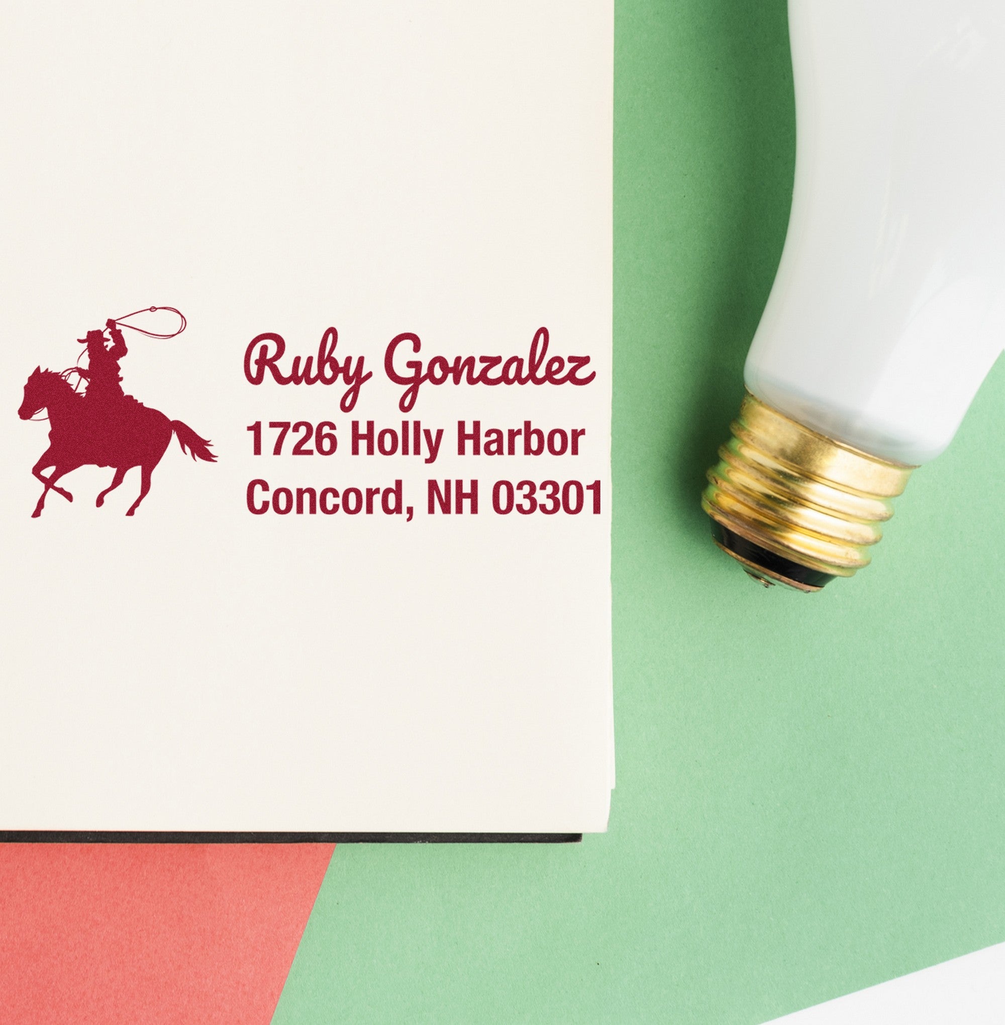 Slim Pre-Inked Shining Pearl Horse Customize Mailing Address Stamp