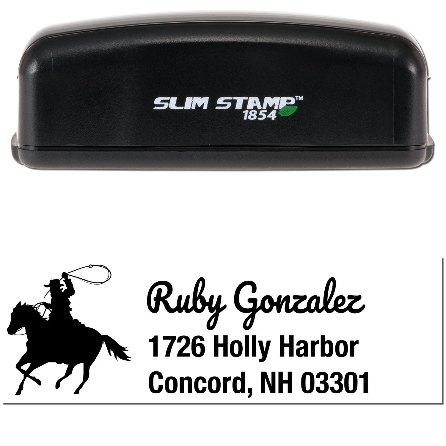 Slim Pre-Inked Shining Pearl Horse Customize Mailing Address Stamp