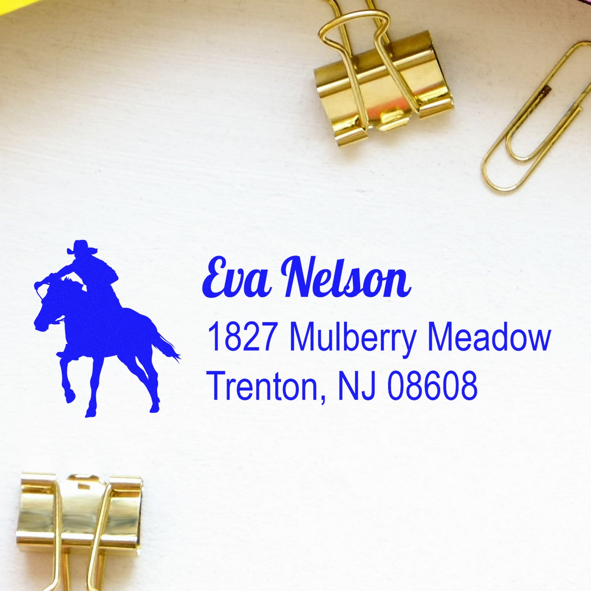 Slim Pre-Inked Stormy Midnight Horse Customize Mail Address Stamp