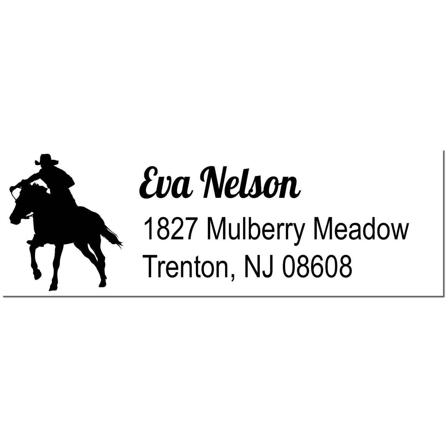 Self-Inking Stormy Midnight Equestrian Handmade Name and Address Stamp