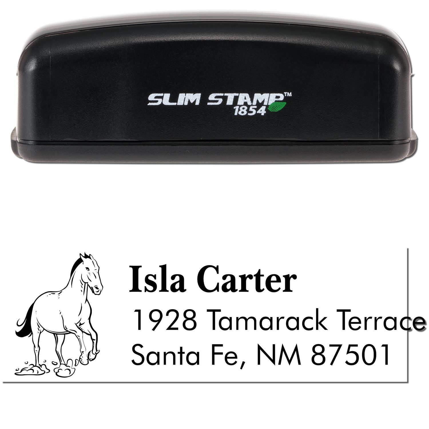 Slim Pre-Inked Powerful Titan Horse Customize New Address Stamp