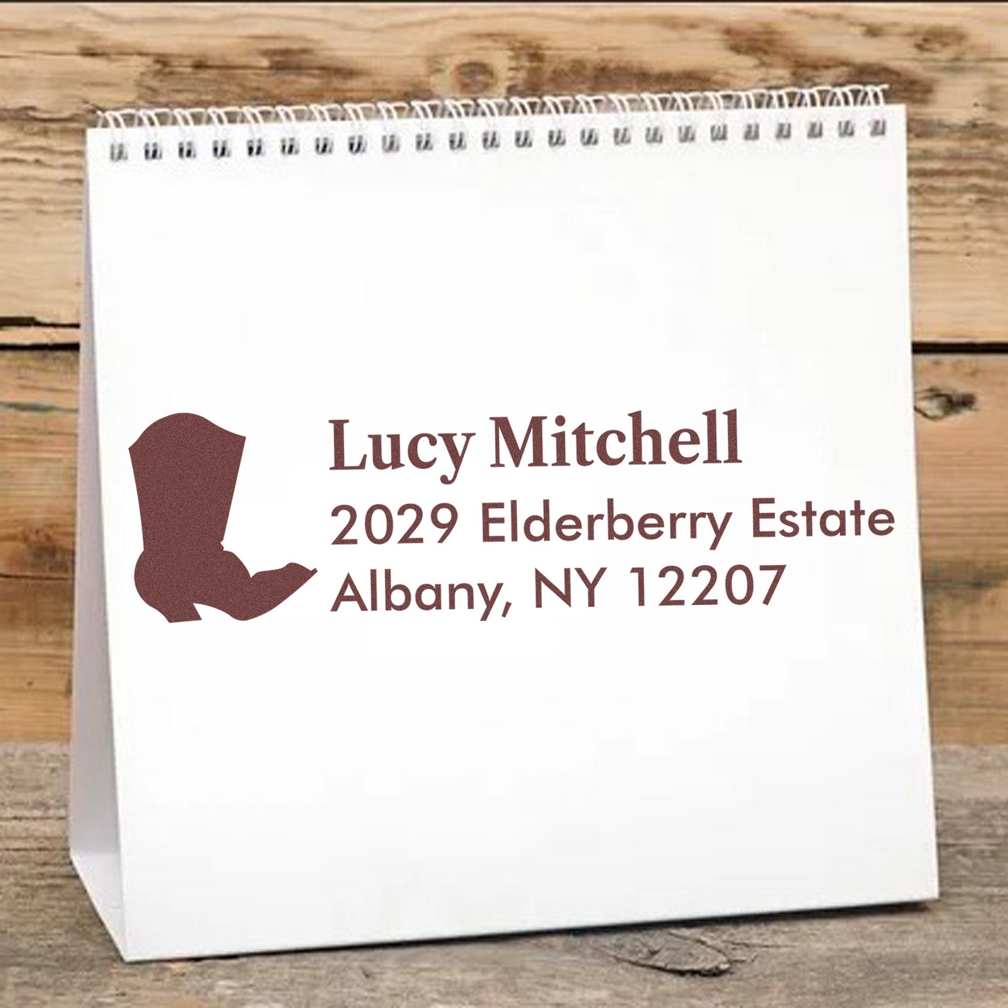 Trusty Boots Horse Customizable Mailing Address Rubber Stamp