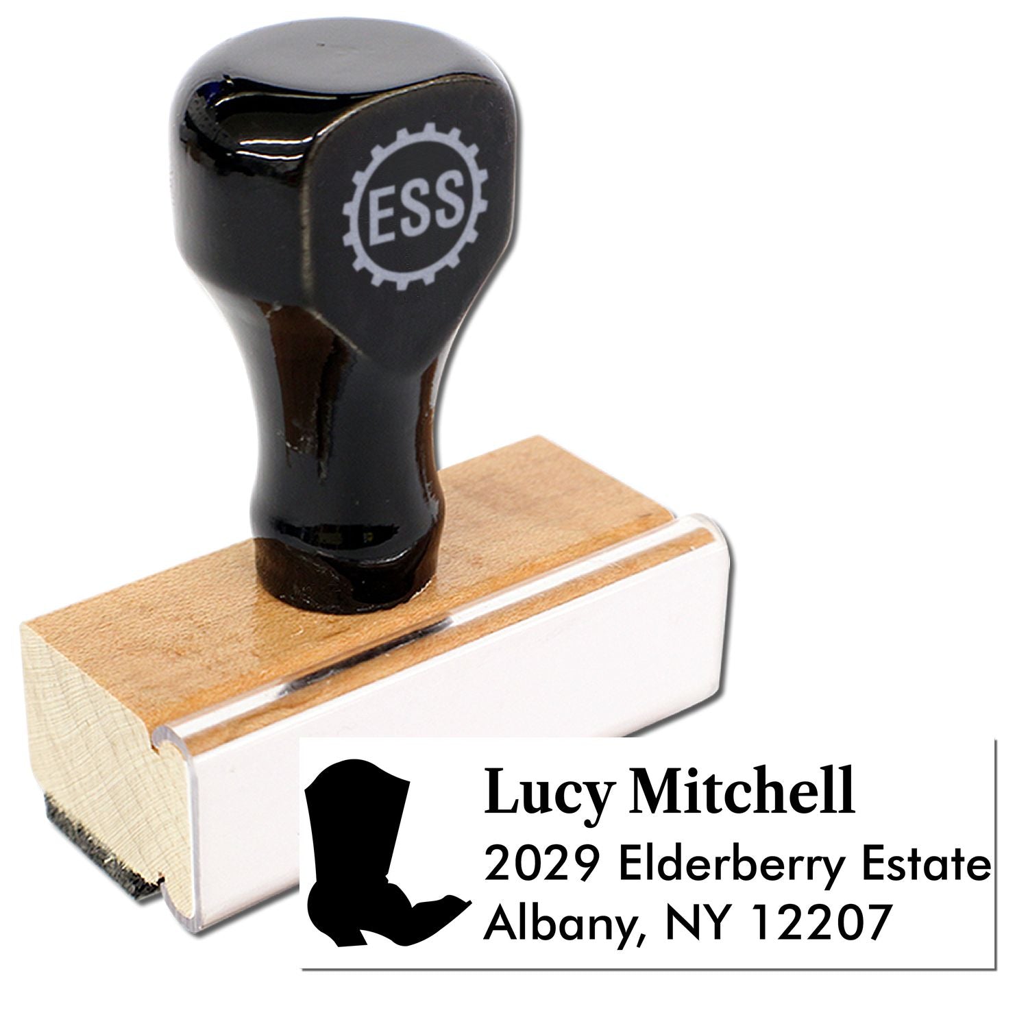 Trusty Boots Horse Customizable Mailing Address Rubber Stamp