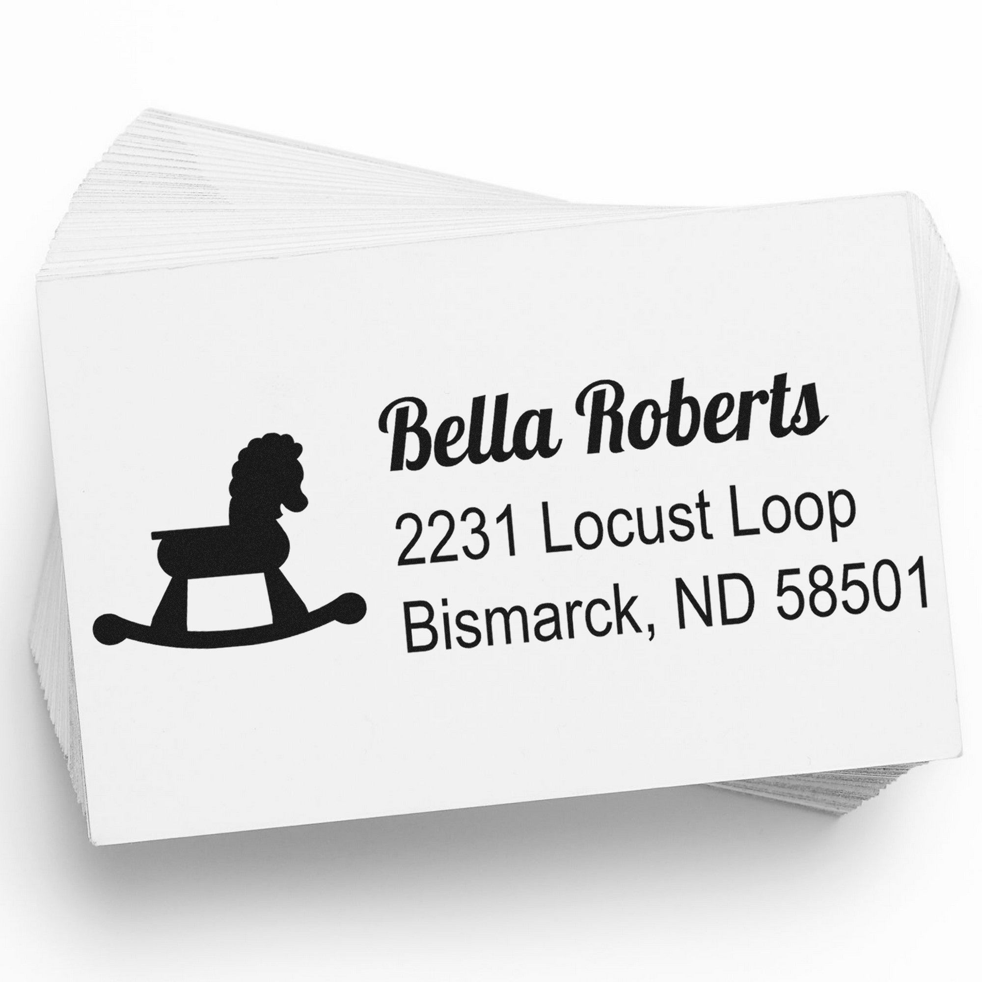 Playful Rocking Horse Customizable New Address Rubber Stamp