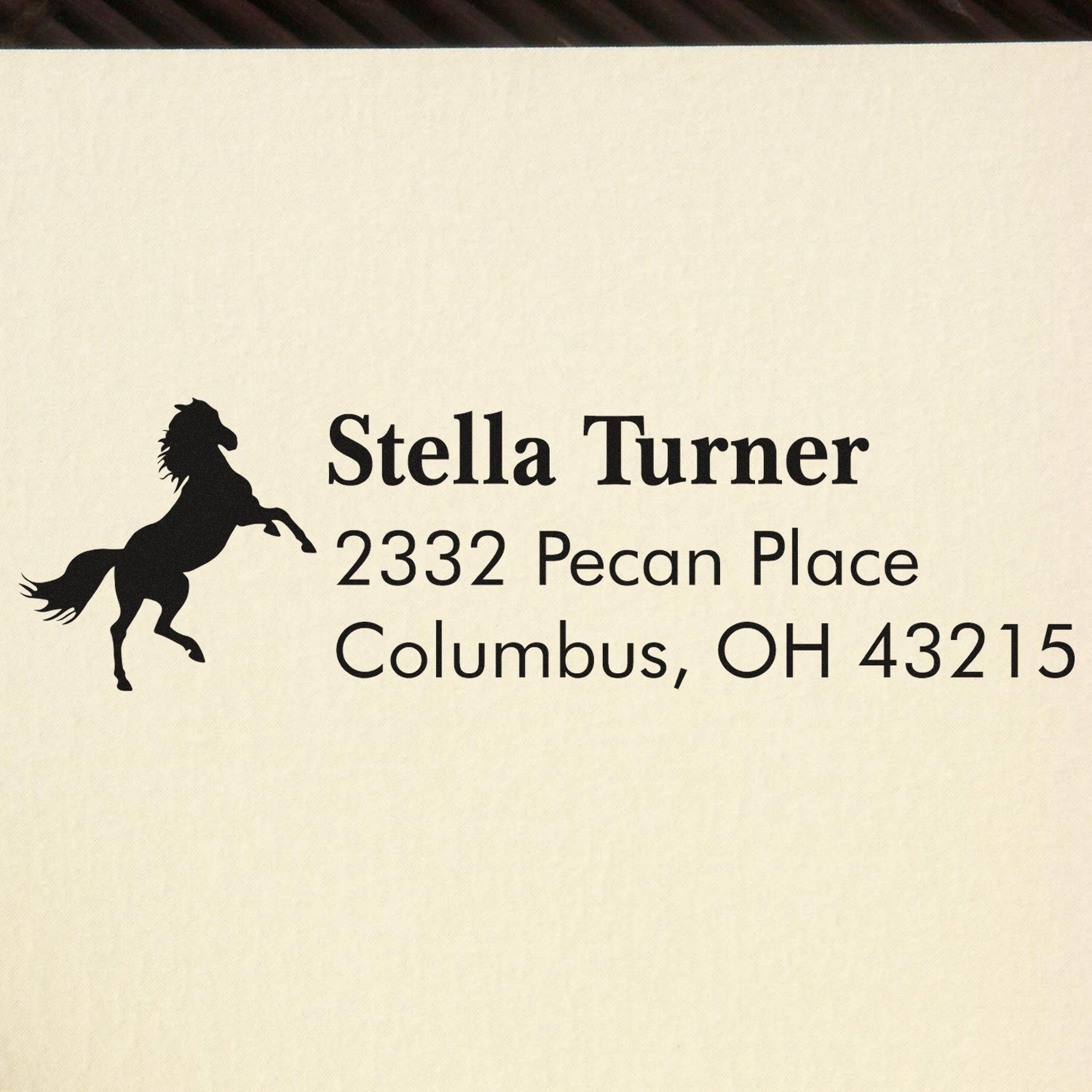 Slim Pre-Inked Graceful Willow Horse Customizable Return Address Stamp