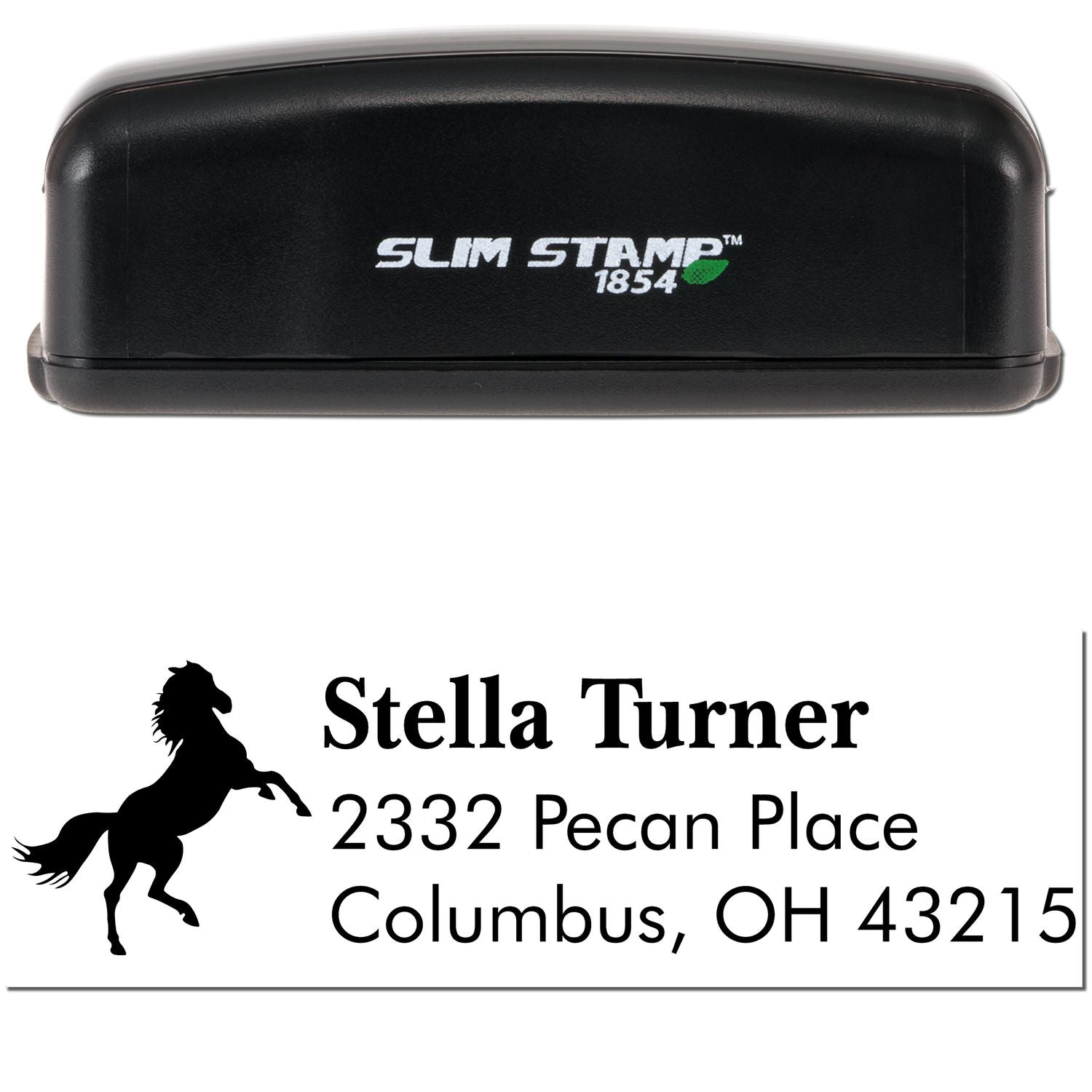 Slim Pre-Inked Graceful Willow Horse Customizable Return Address Stamp