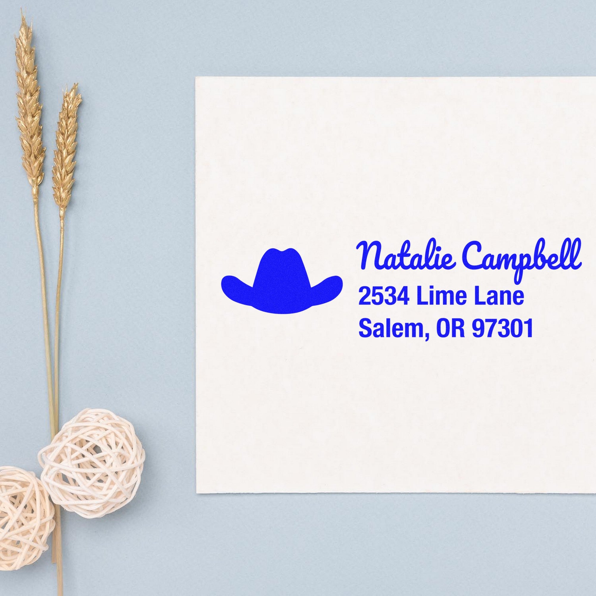 Slim Pre-Inked Cowboy Hat Horse Customizable Mailing Stamp