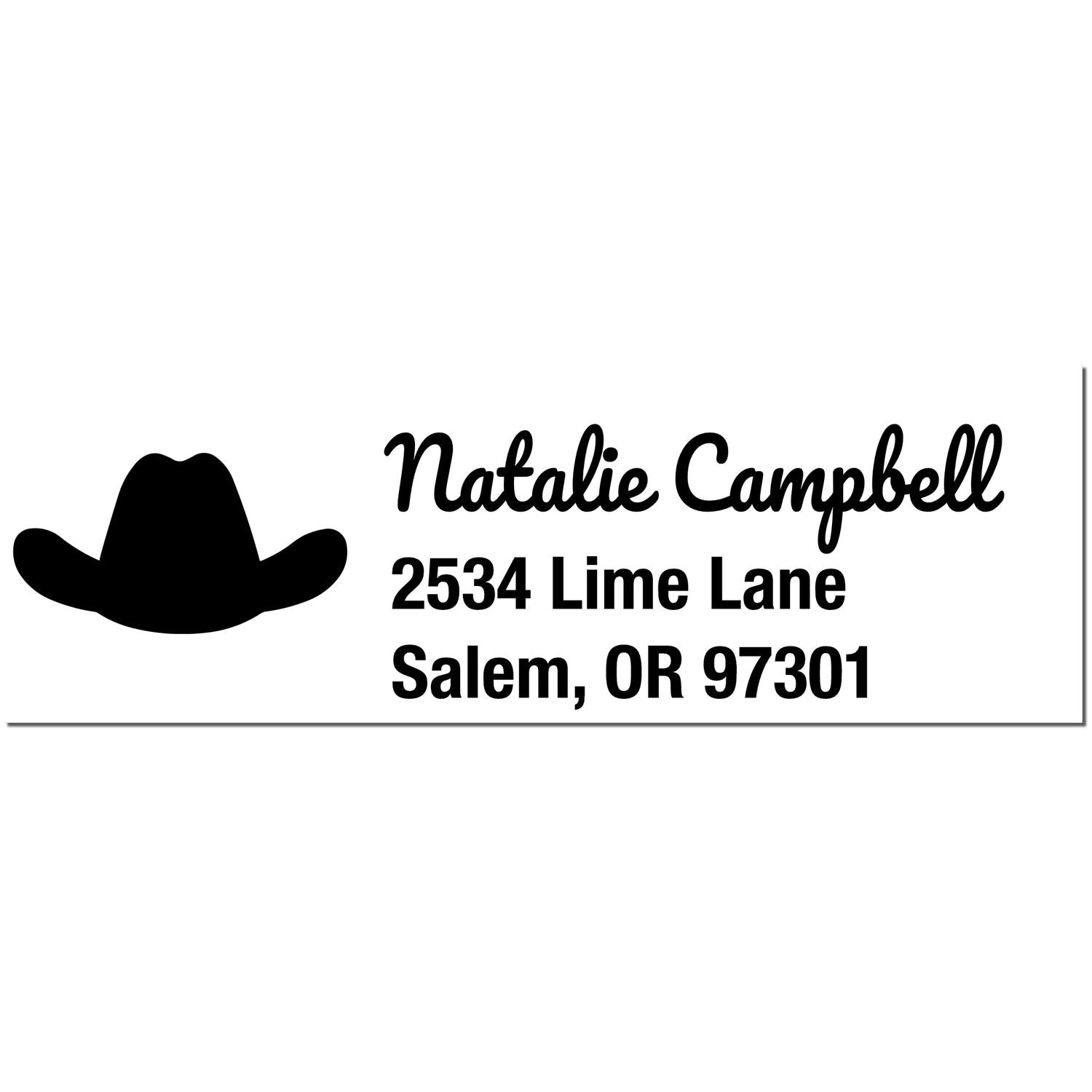 Cowboy Hat Personalized Address Rubber Stamp