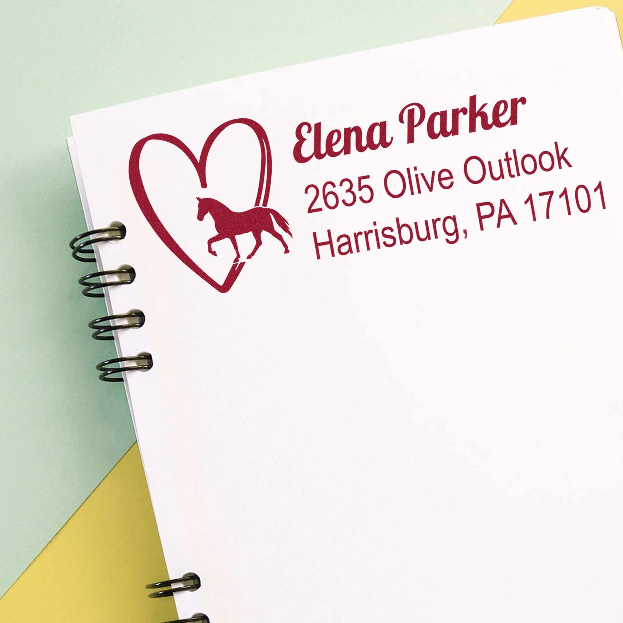 Heartfelt Canter Horse Personalized Return Address Rubber Stamp