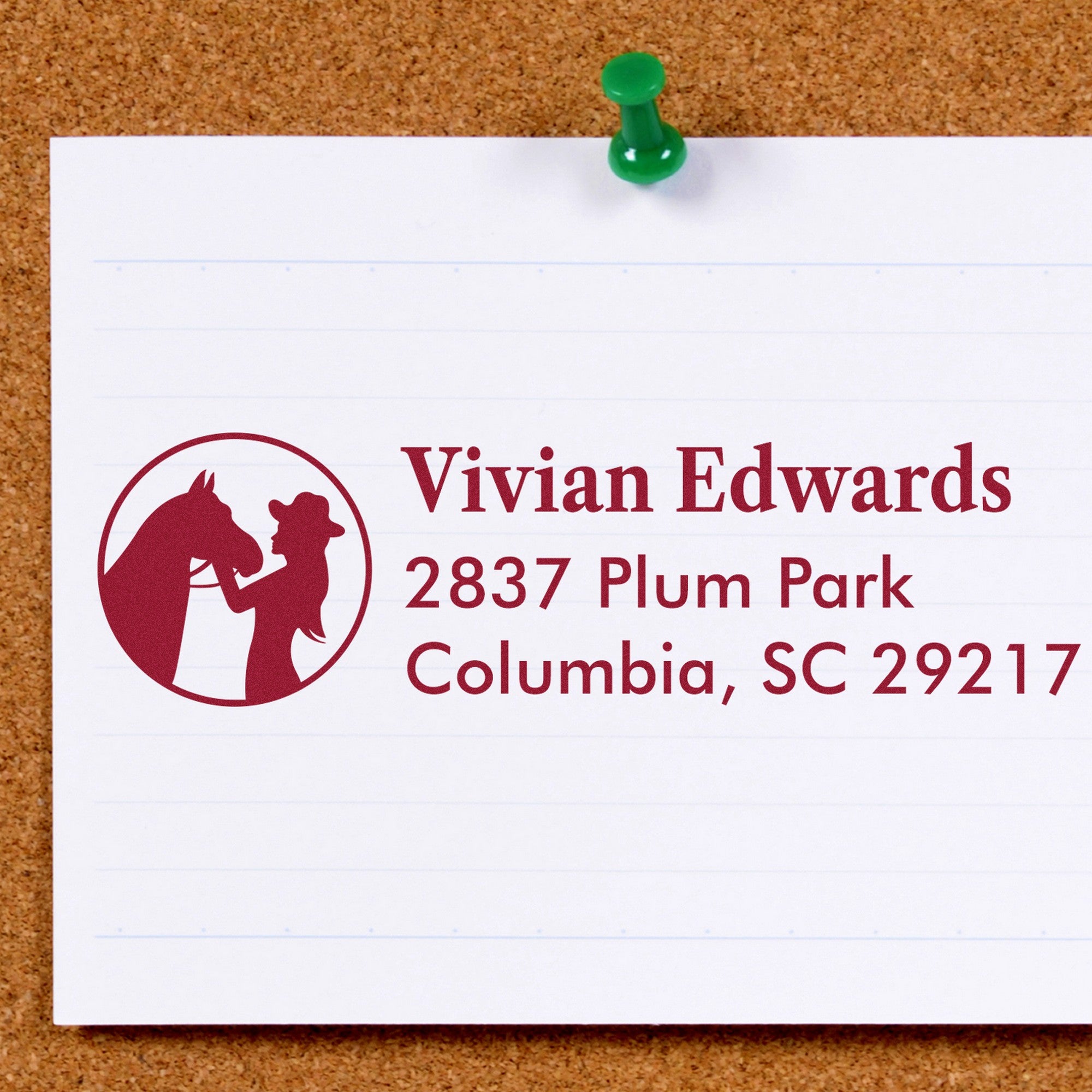 Slim Pre-Inked Cowgirl's Companion Horse Customizable Address Return Stamp