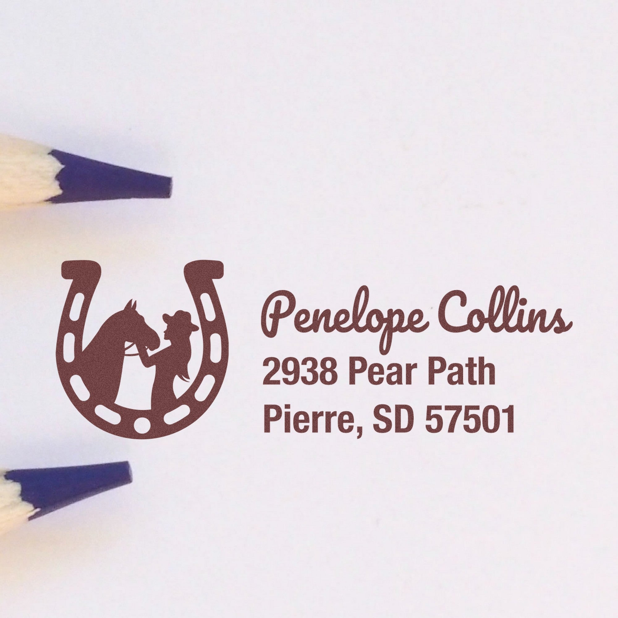 Slim Pre-Inked Horseshoe Harmony Horse Customizable Mailing Address Stamp