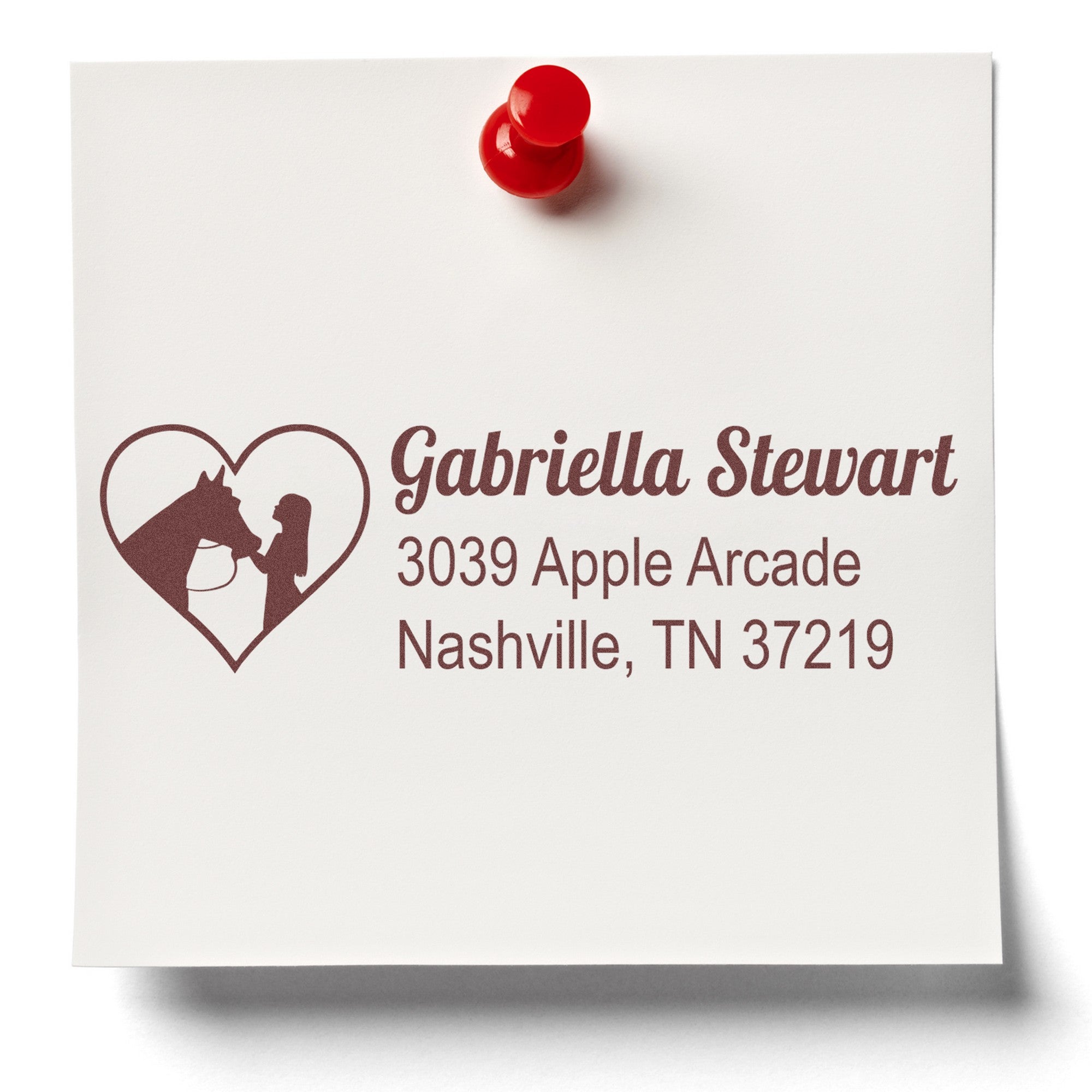 Cowgirl's Heart Horse Personalized Home Address Rubber Stamp