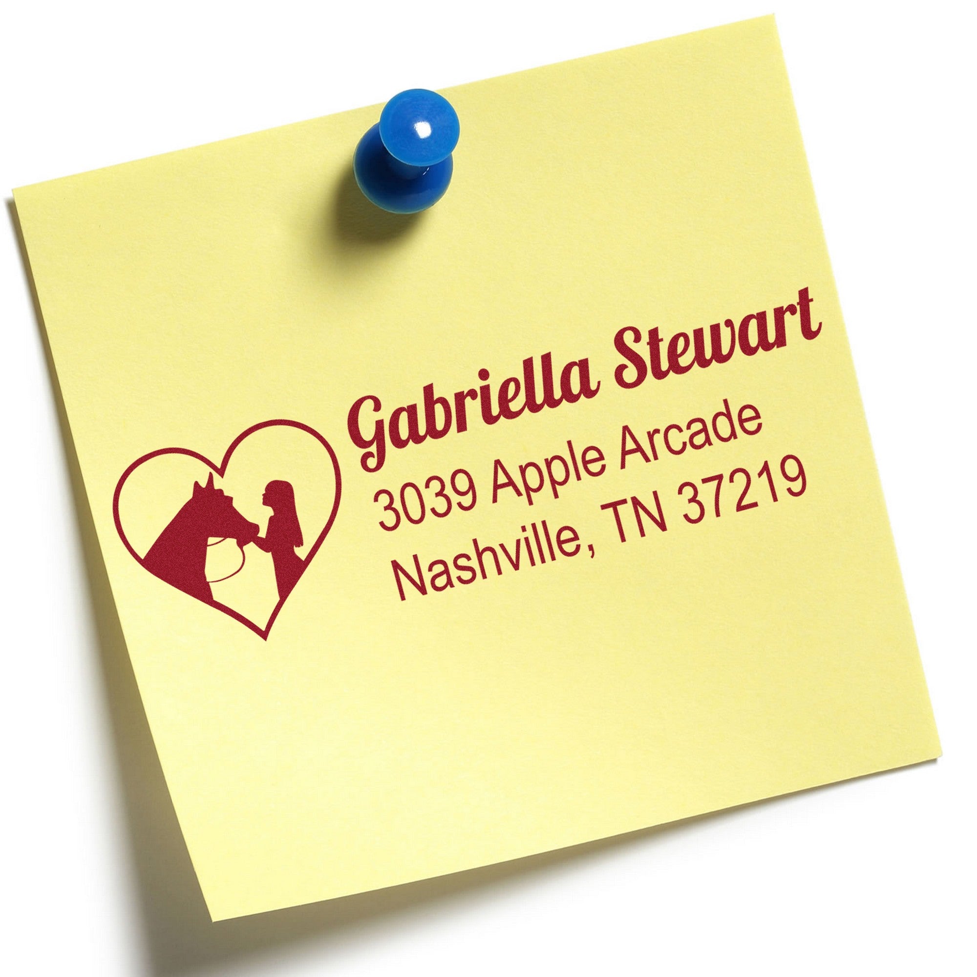 Cowgirl's Heart Horse Personalized Home Address Rubber Stamp