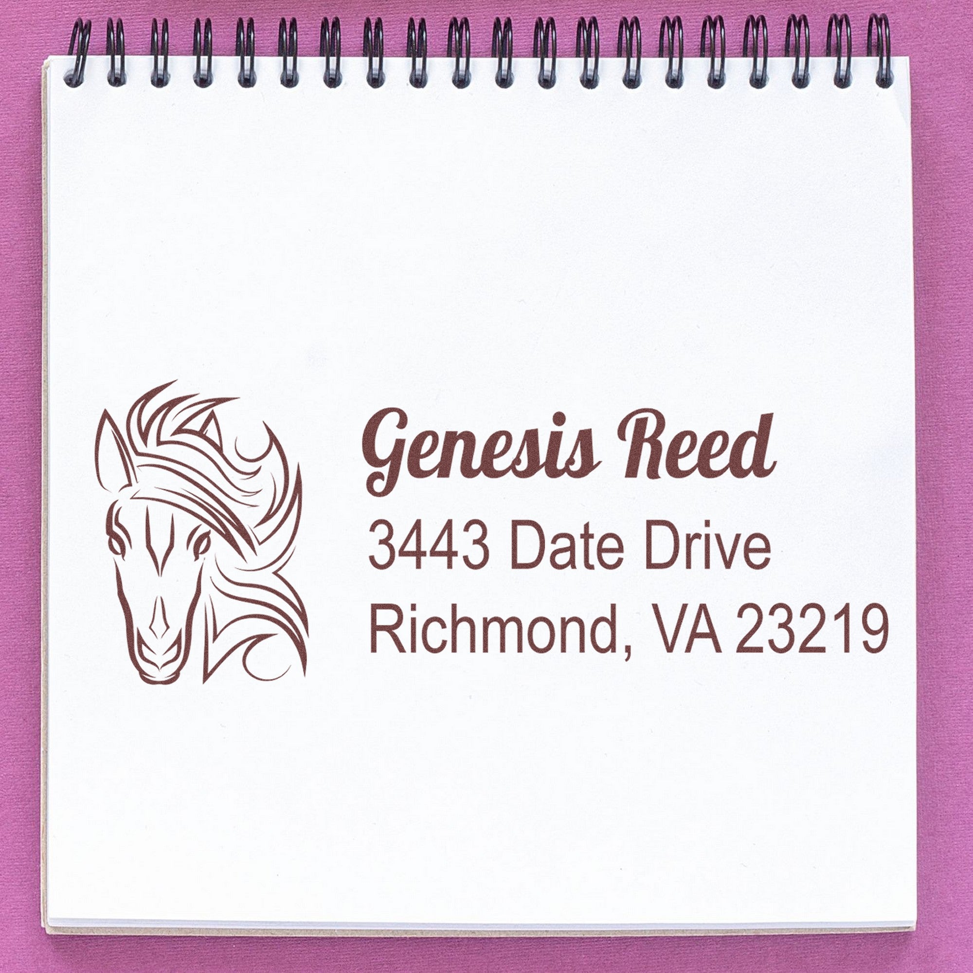 Slim Pre-Inked Spirited Spark Horse Personalized Address Stamp