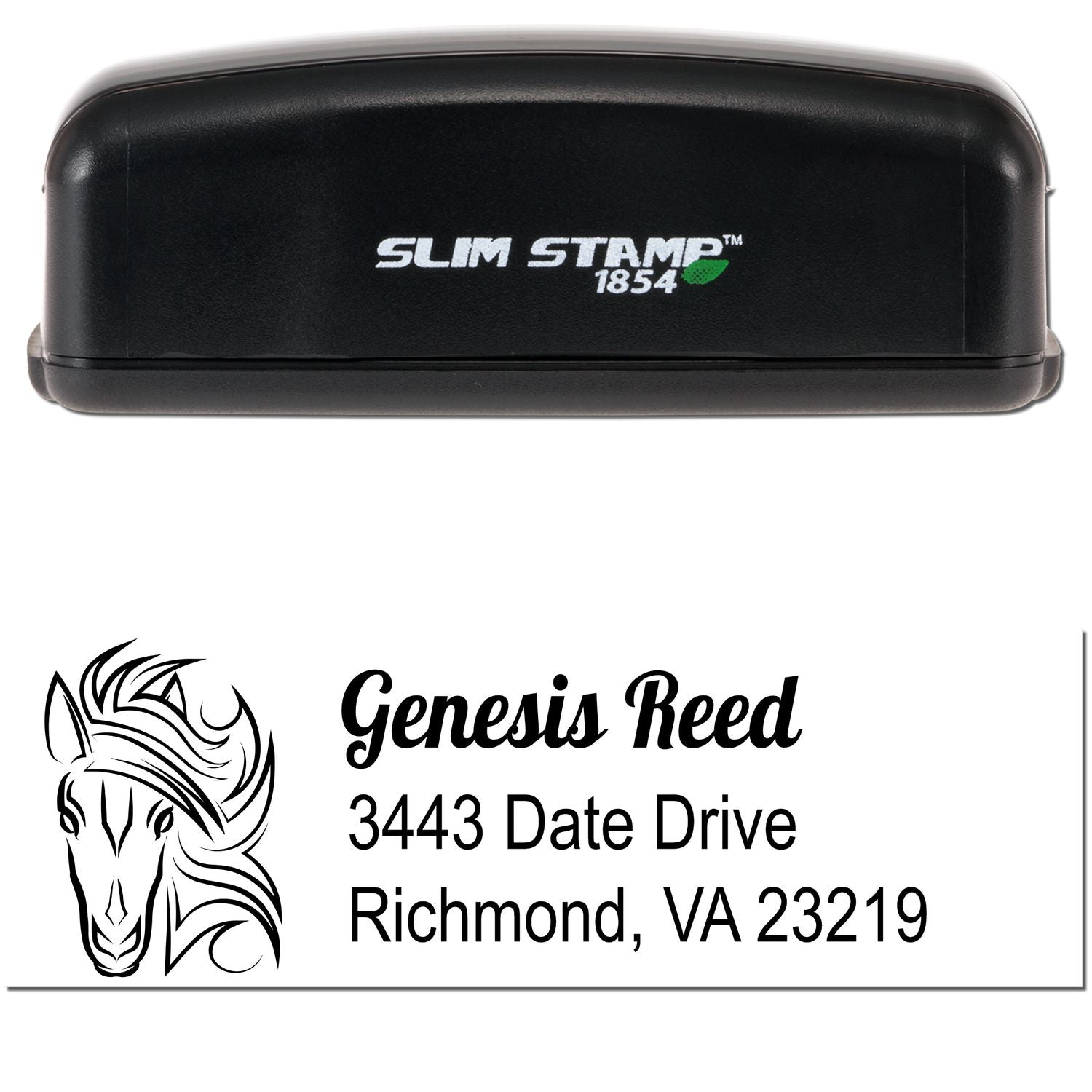 Slim Pre-Inked Spirited Spark Horse Personalized Address Stamp