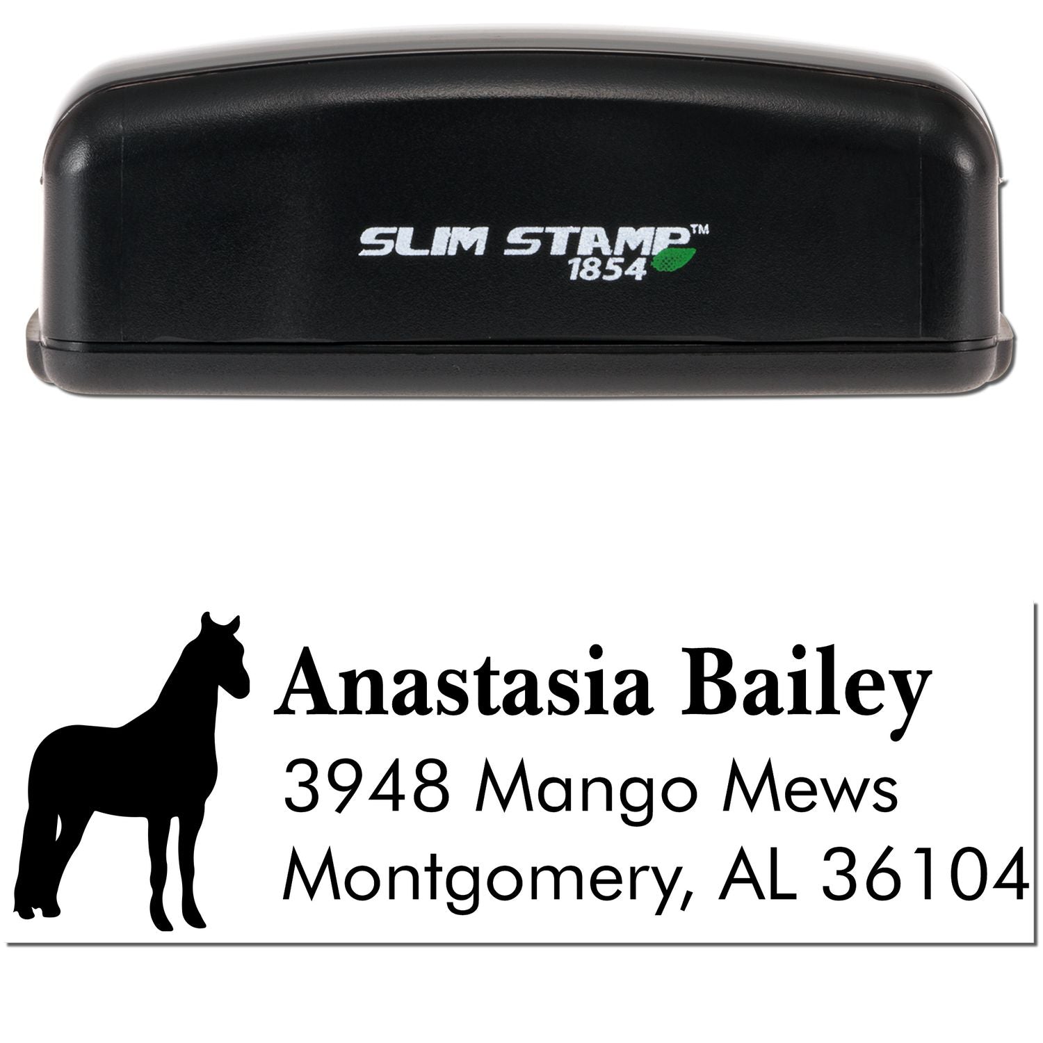 Slim Pre-Inked Twinkling Twilight Horse Personalized Home Address Stamp