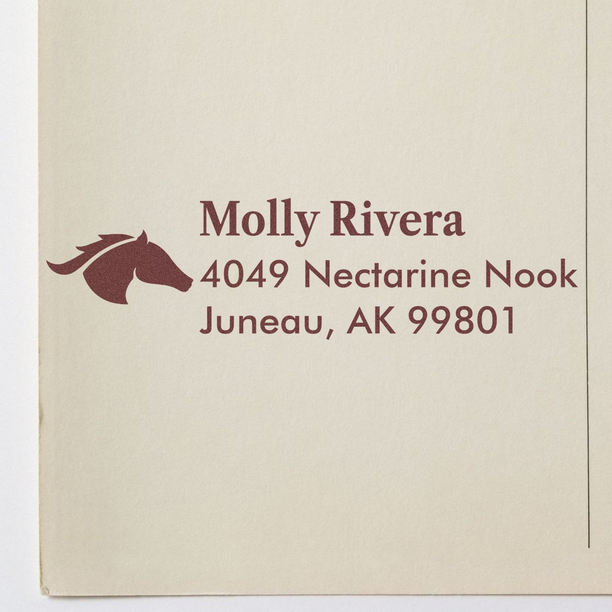 Ruby Red Horse Custom Mailing Rubber Stamp