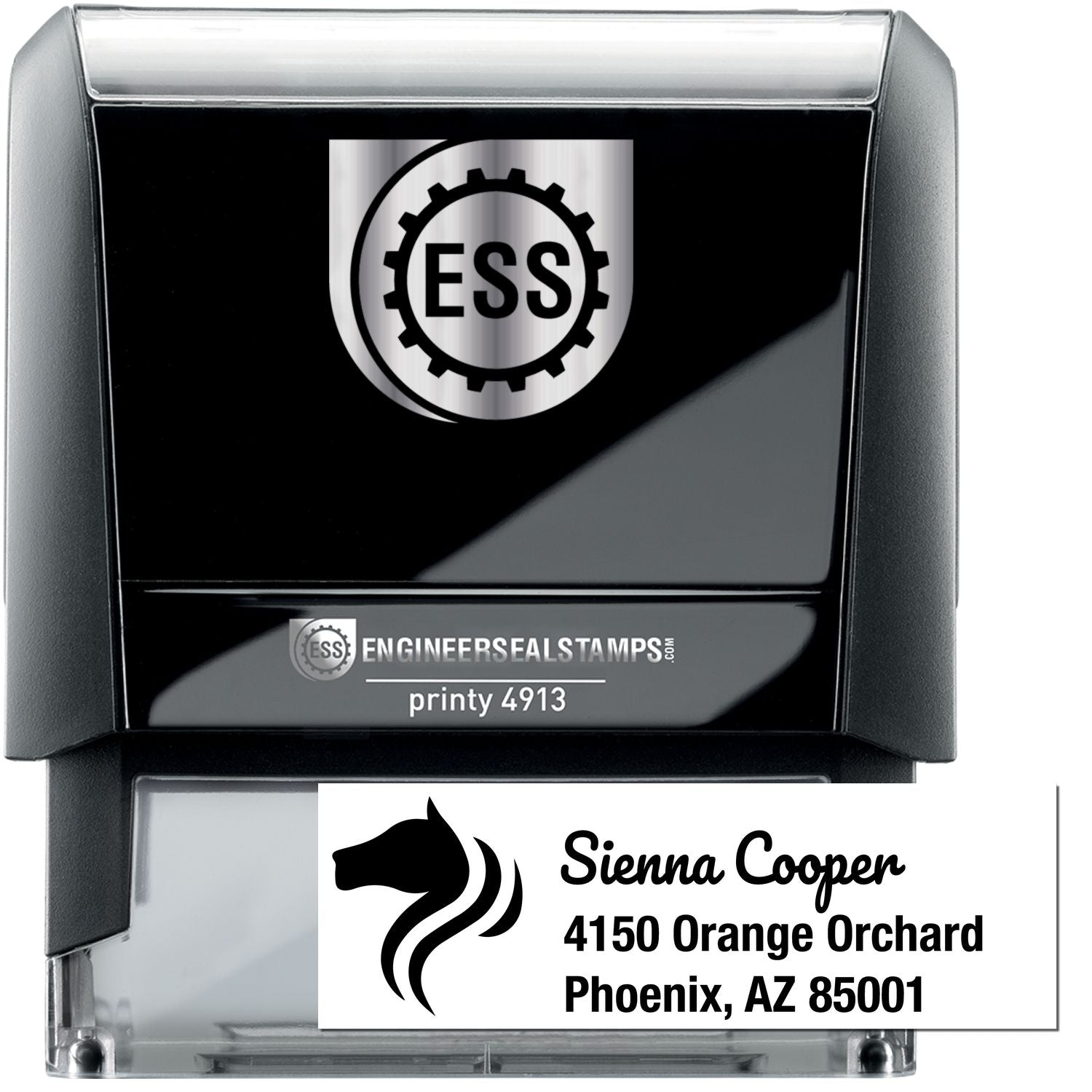 Self-Inking Silver Mist Equestrian Customizable Return Address Stamp