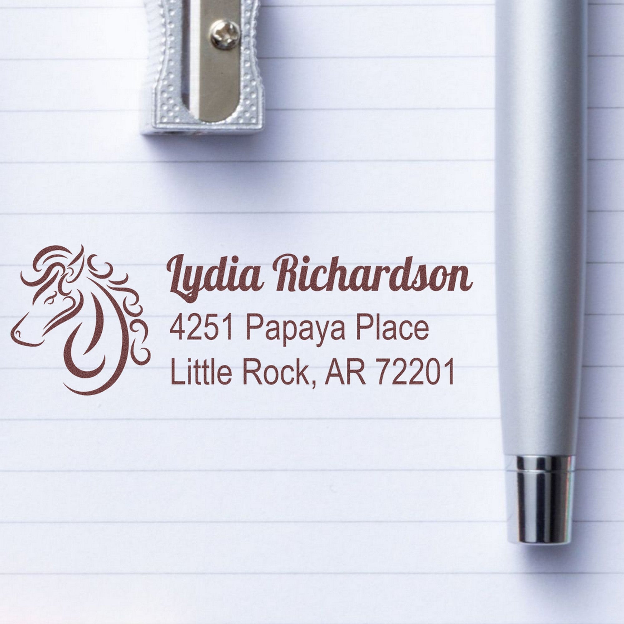 Self-Inking Radiant Ray Equestrian Customizable Name and Address Stamp